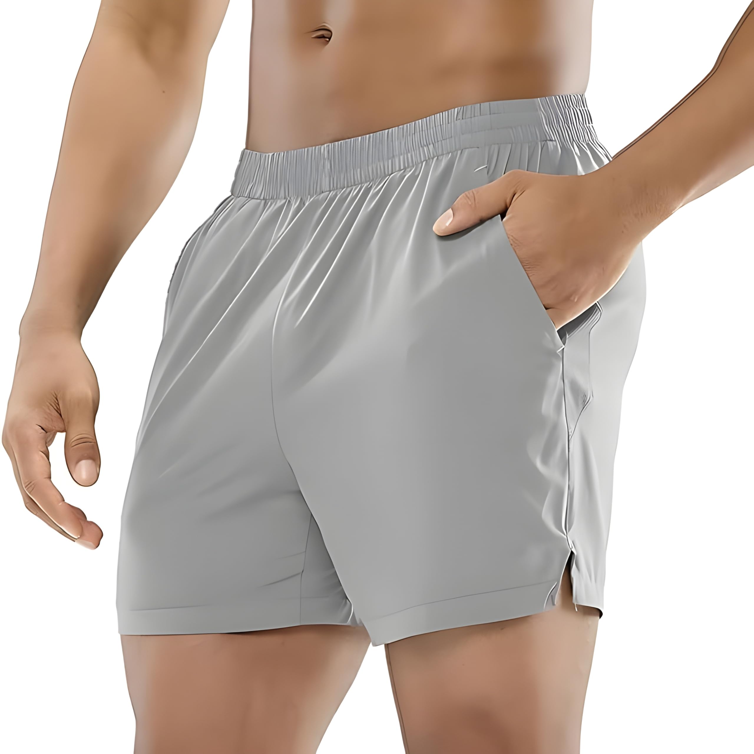 GarbGlide Men's Athletic Shorts - Light Grey