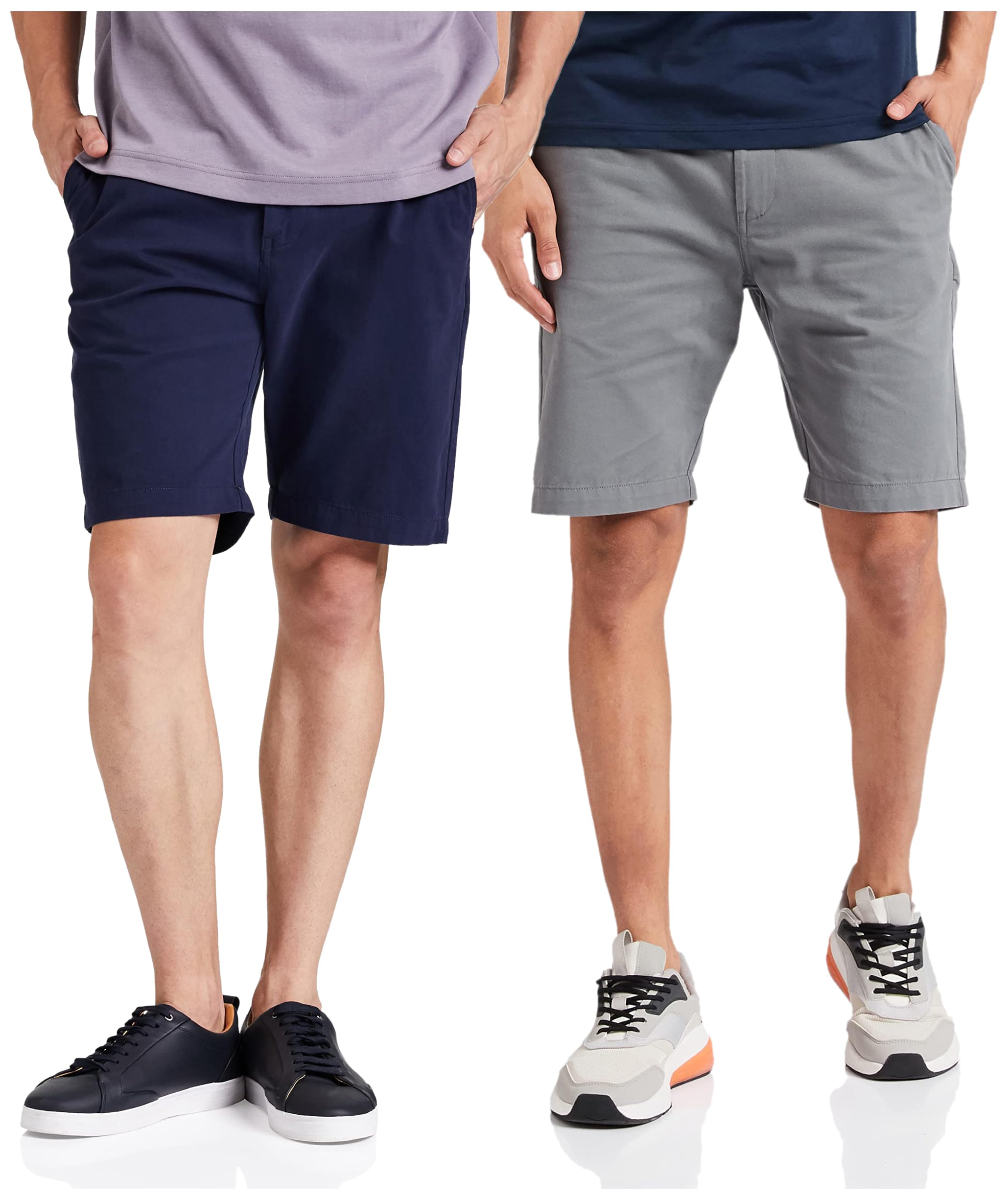 Symbol Men's Cotton Chino Shorts - Navy & Grey