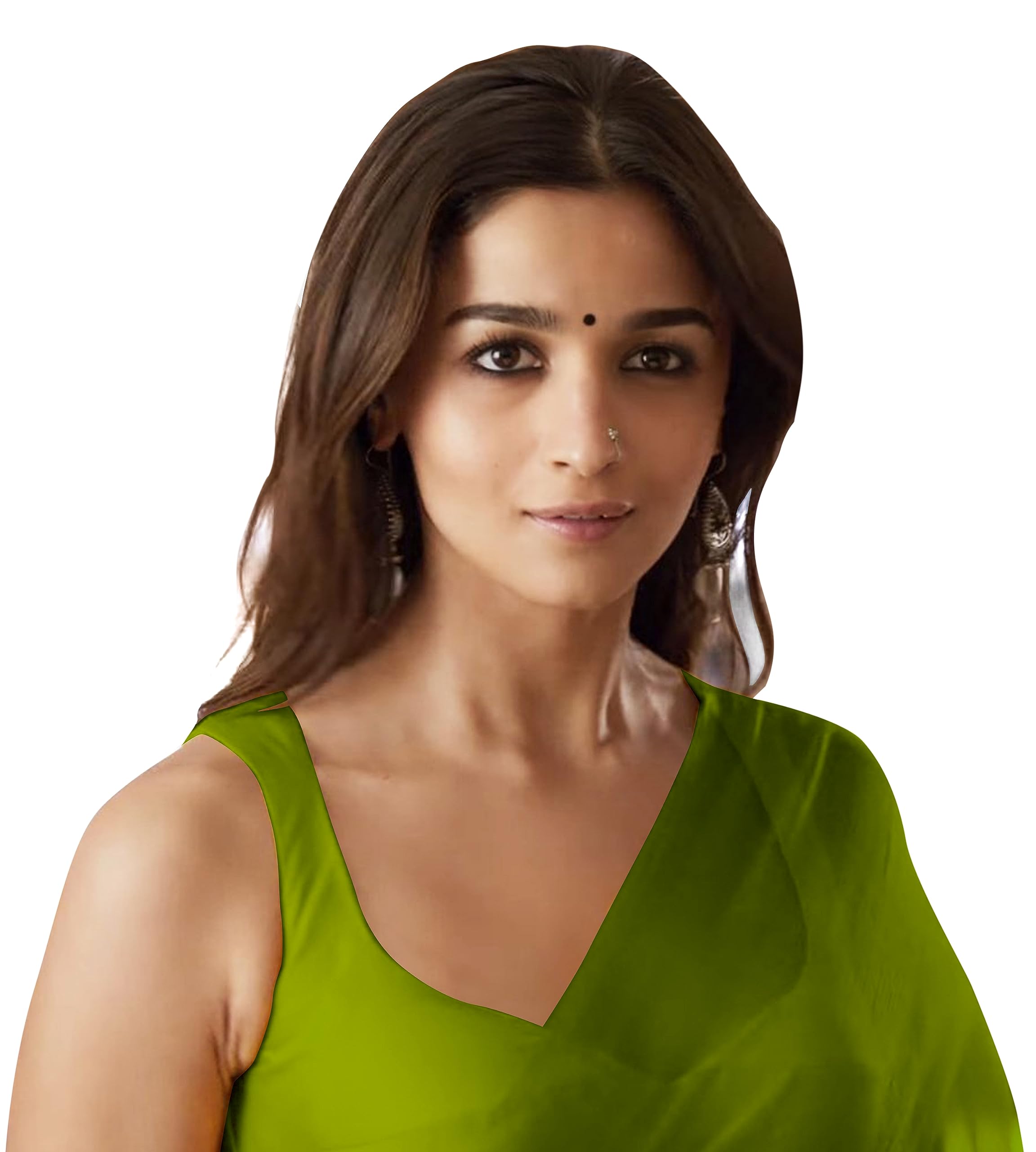 Sidhidata Women's Georgette Saree - Mehendi - Image 3