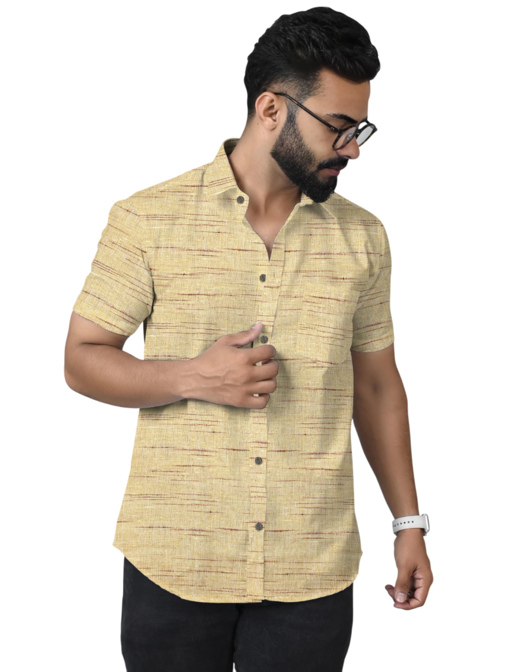 GarbGlide Men's Cotton Blend Striped Shirt