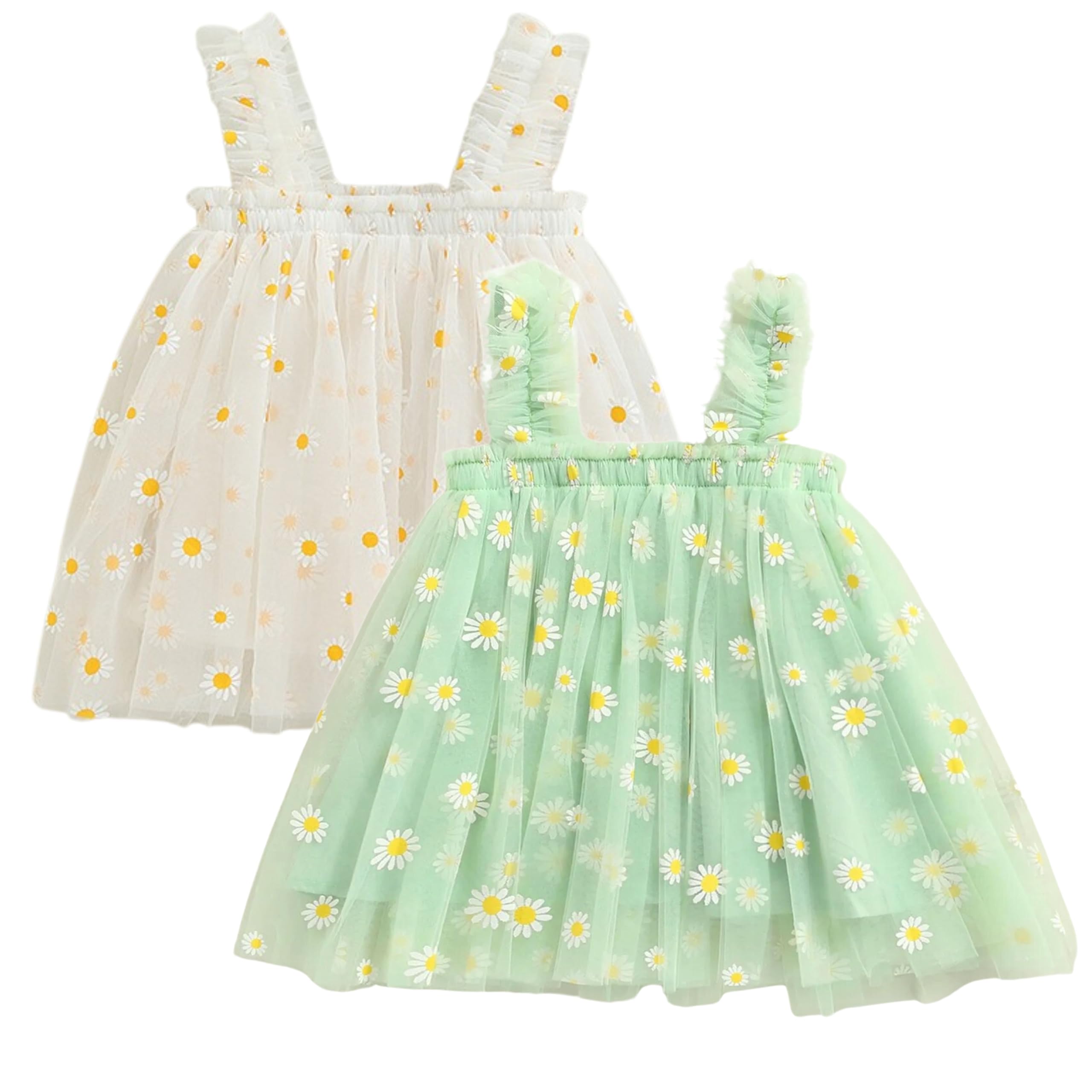 TotzTouch Baby Girl Sleeveless Floral Gown - White Green