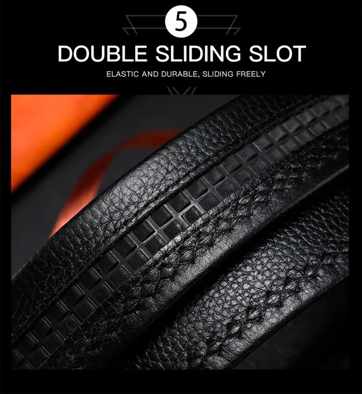 ZORO Vegan Leather Belt for Men - Black - Image 3