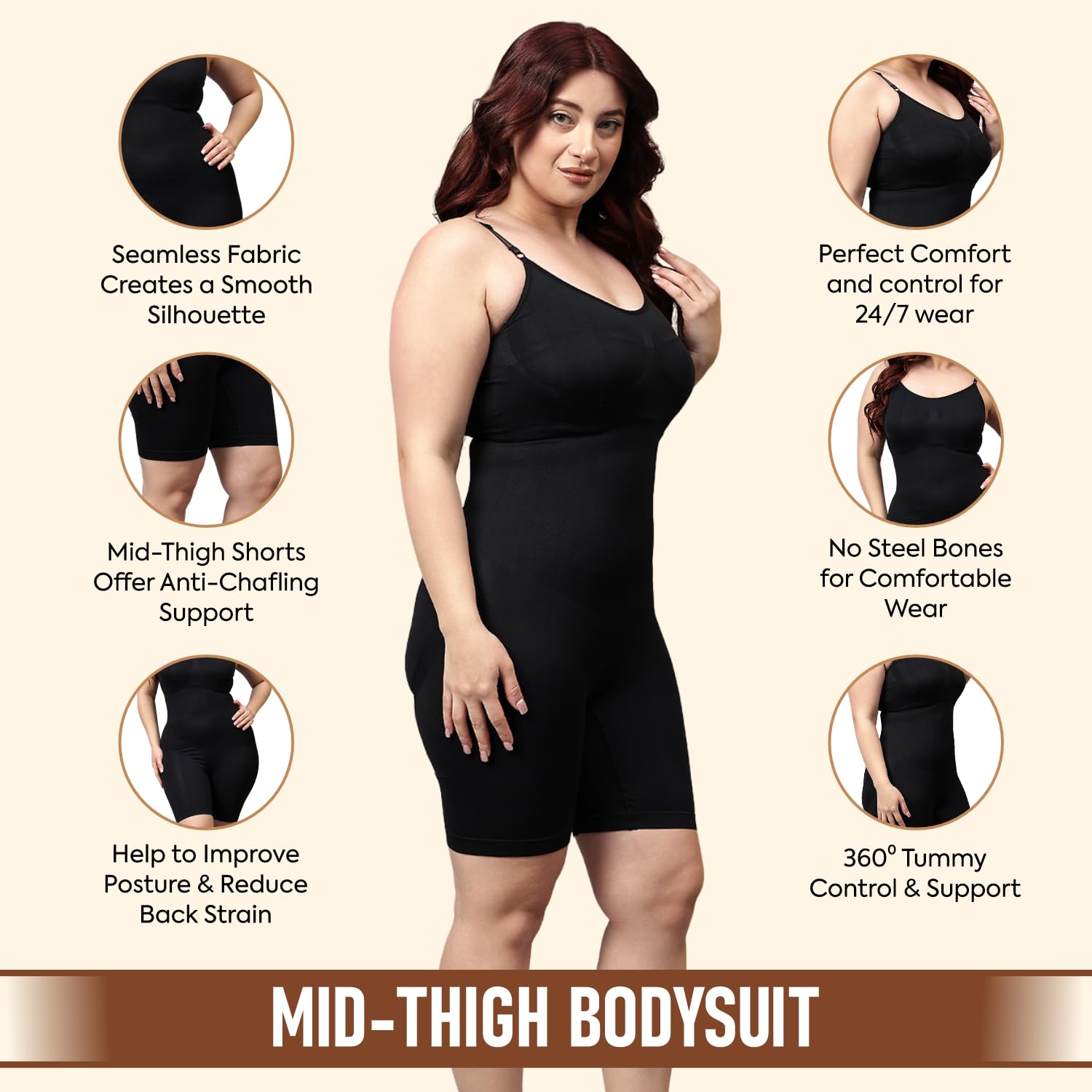 SHAPEMOUR Bodysuit Bodyshaper for Women - Black - Image 3