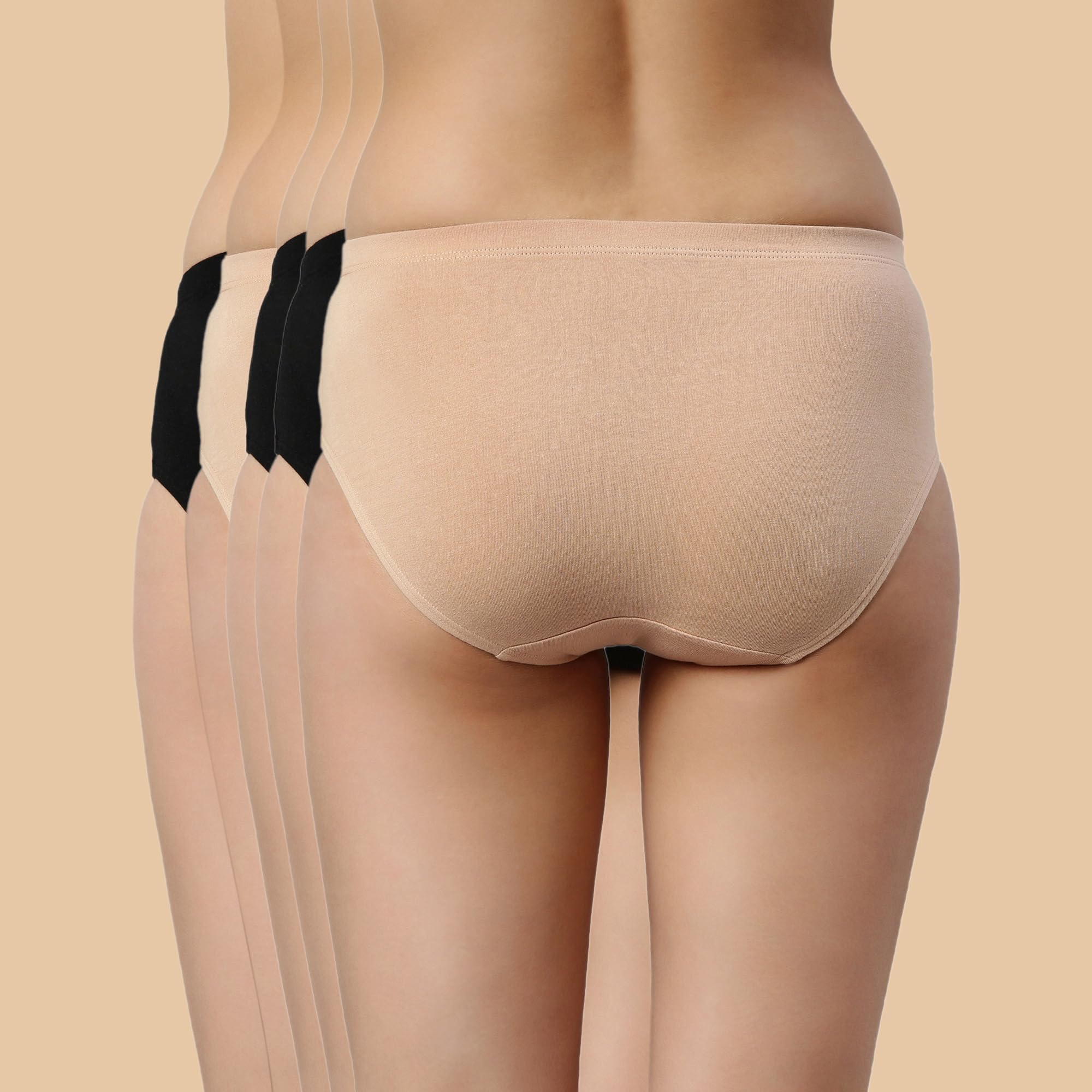 Enamor Women's Cotton Blend Hipster Panties - Jet Black/Nude - Image 3