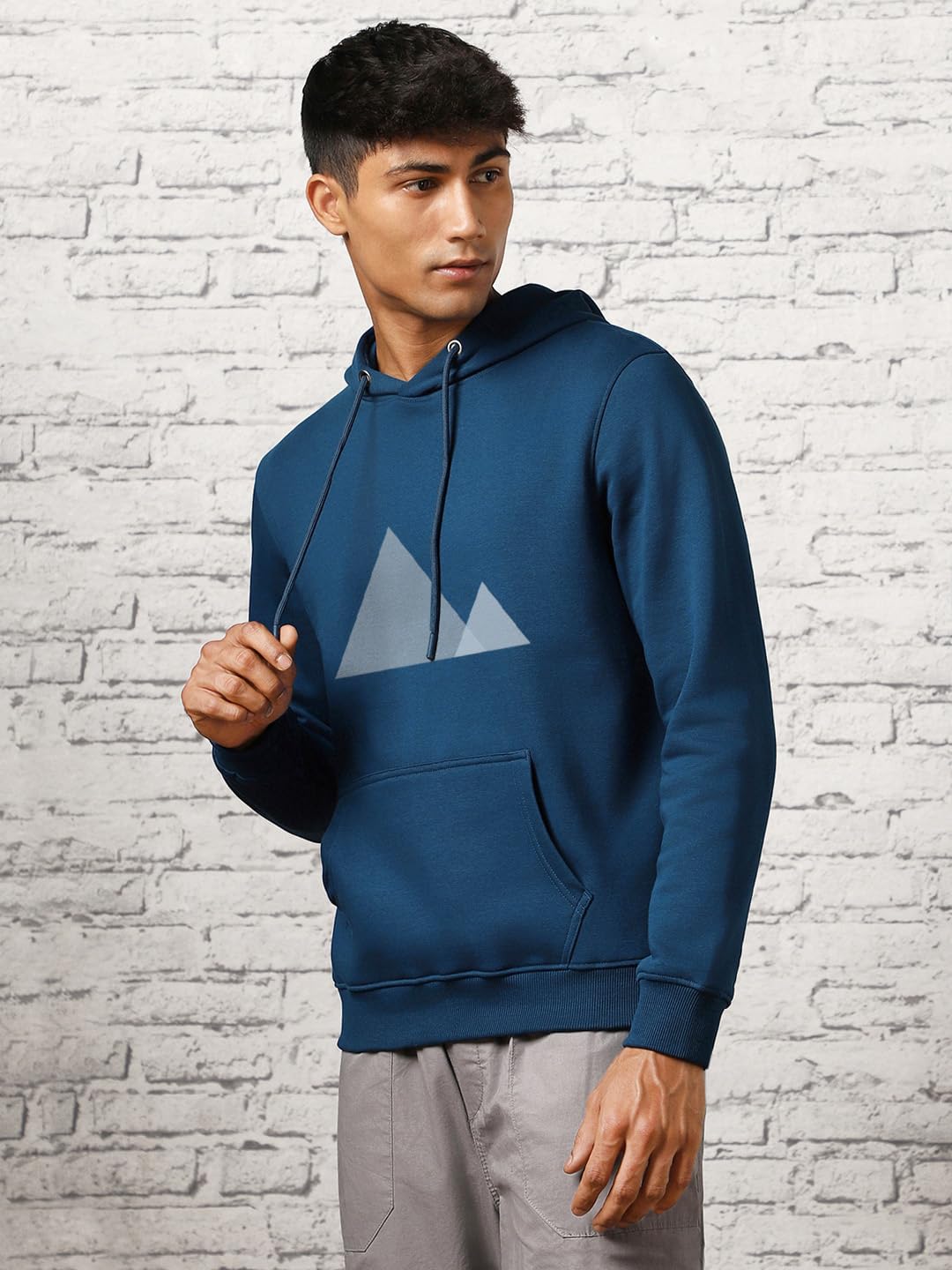 NOBERO Men's Cotton Blend Hooded Sweatshirt - Navy Blue - Image 5