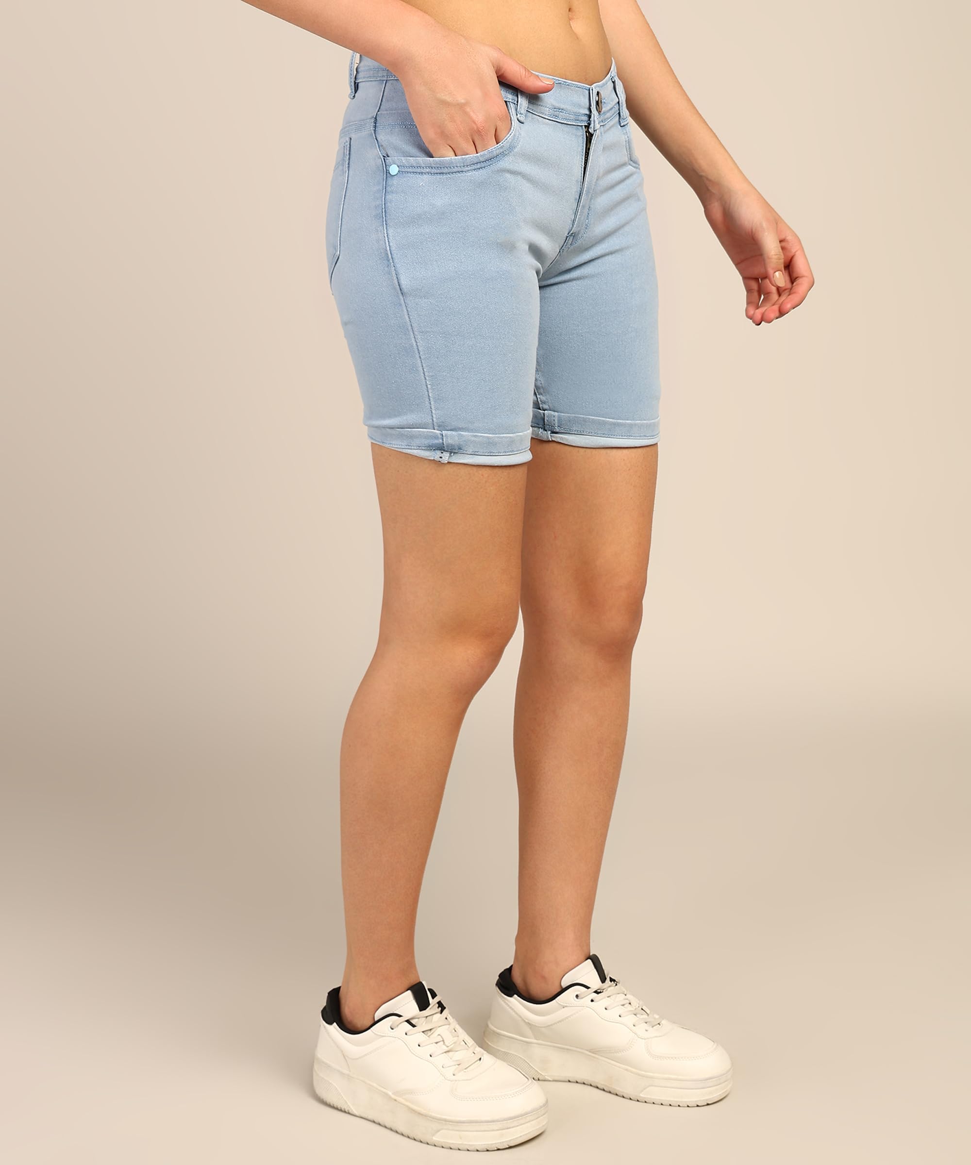 Nifty Women's Denim Stretchable Shorts - SkyBlue - Image 2