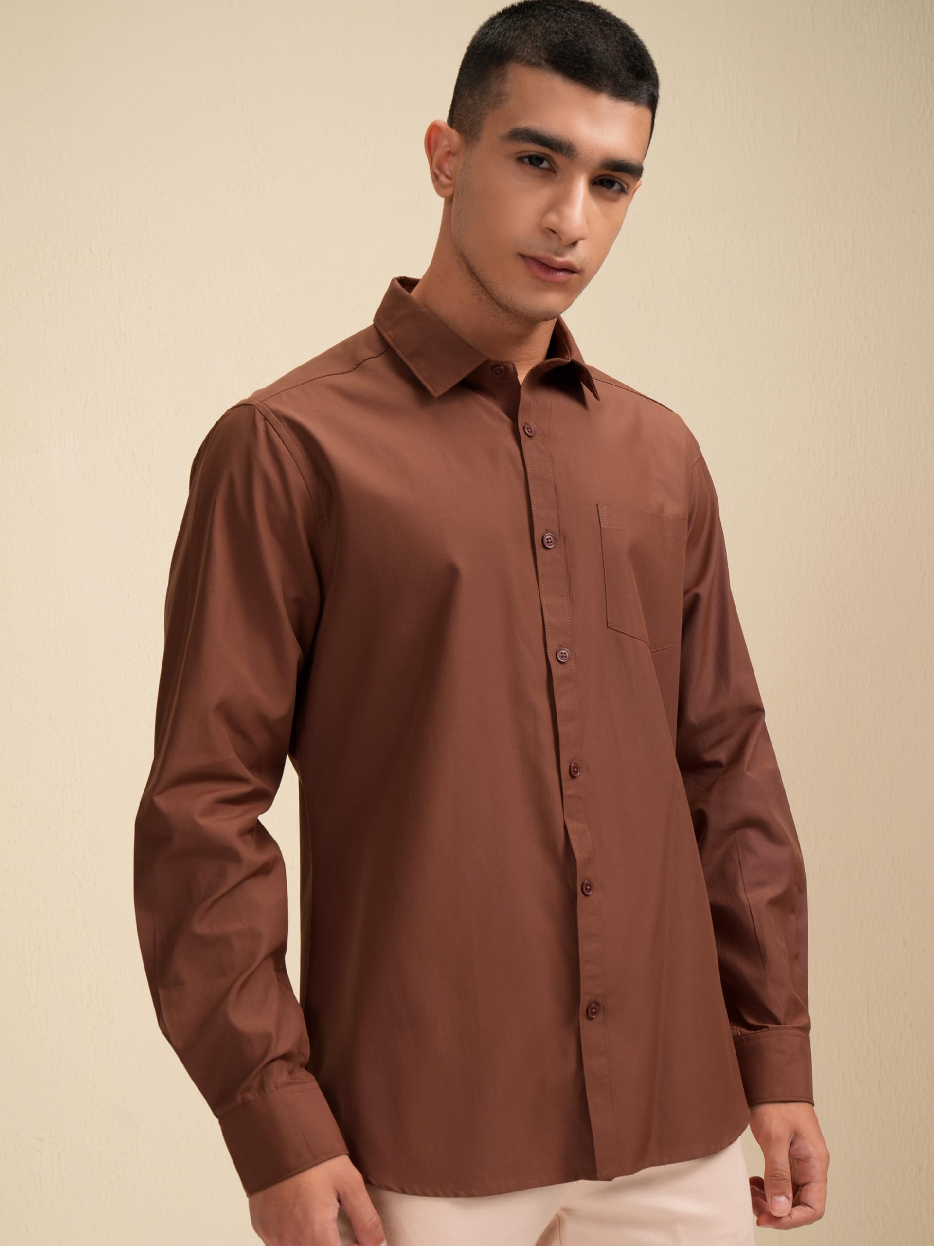 Highlander Men Slim Fit Shirt - Brown - Image 4