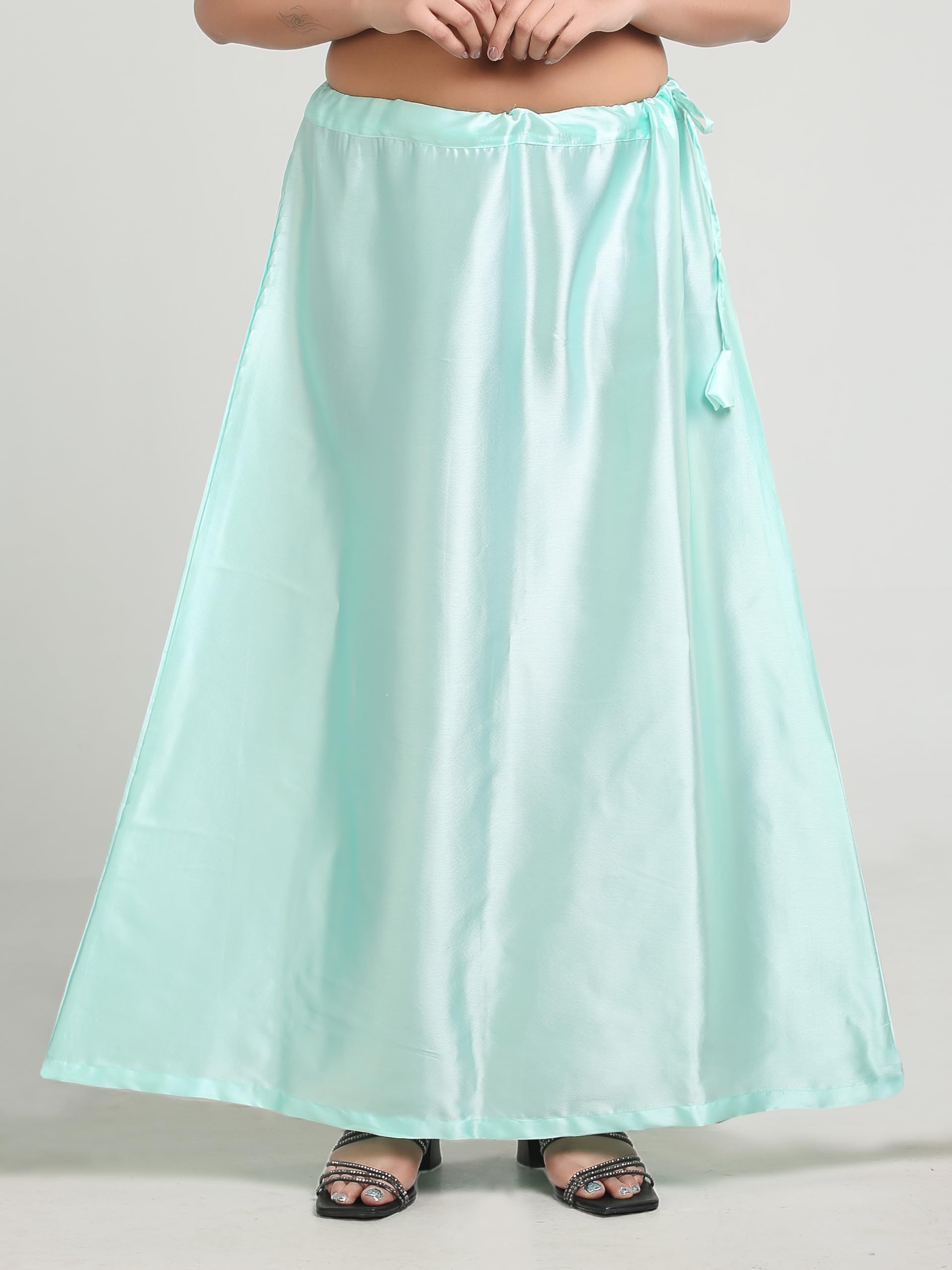 Madhu Fashion Women's Satin Saree Petticoat - Pista Green - Image 3