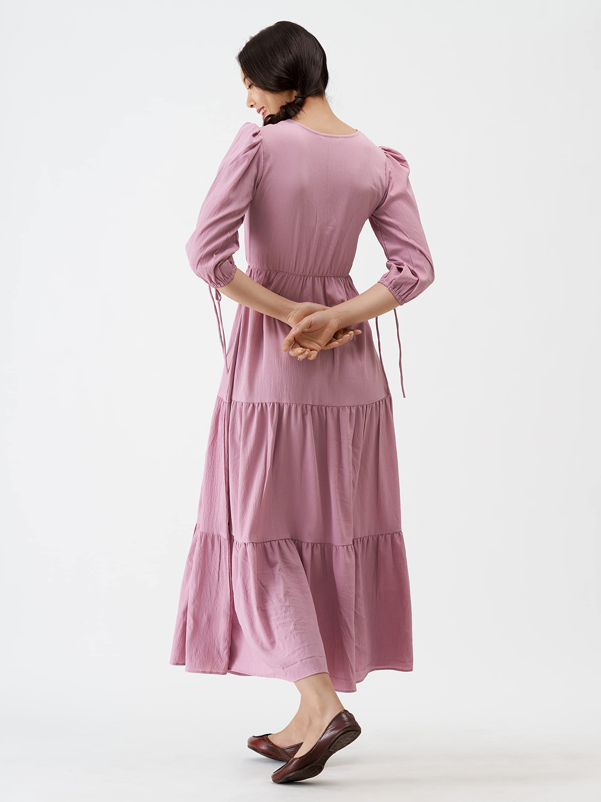 AASK Purple Polyester Fit & Flare Dress for Women - Image 4