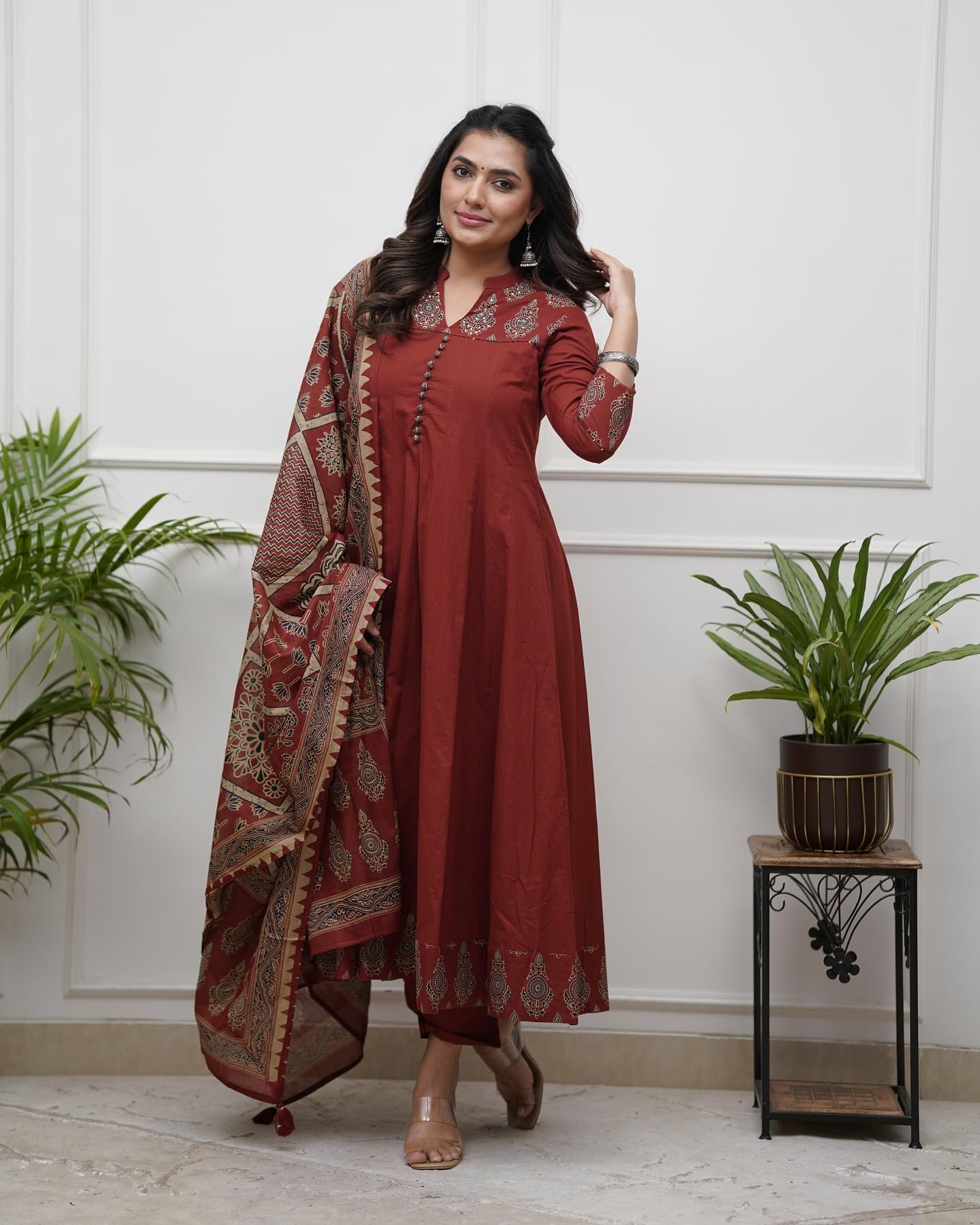 Maroon Anarkali Kurta Set for Women - Image 4