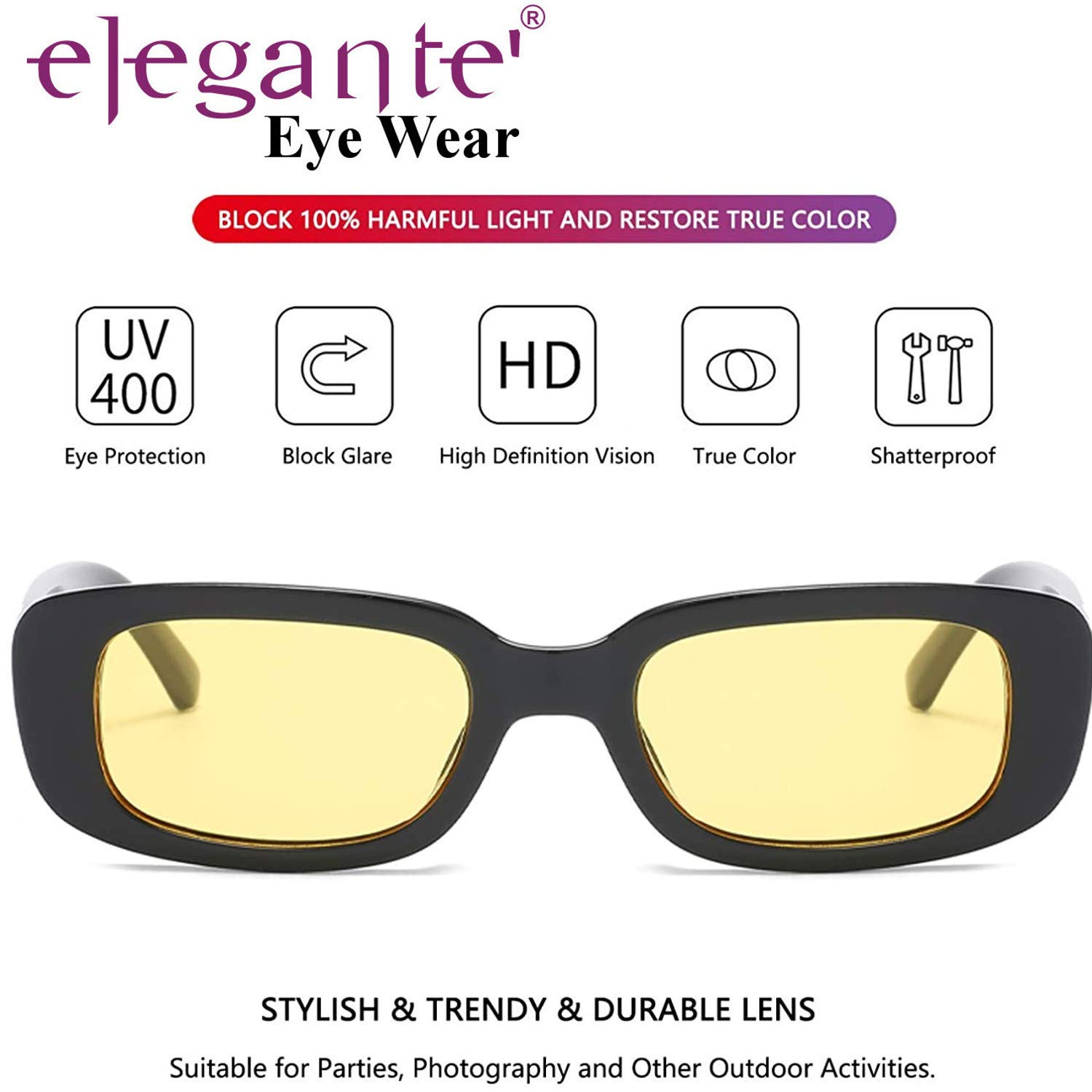 ELEGANTE Rectangular Sunglasses for Women - Image 2
