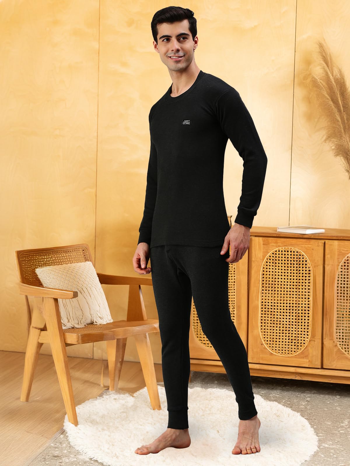 Lux Cott Men's Wool Thermal Set - Black - Image 5