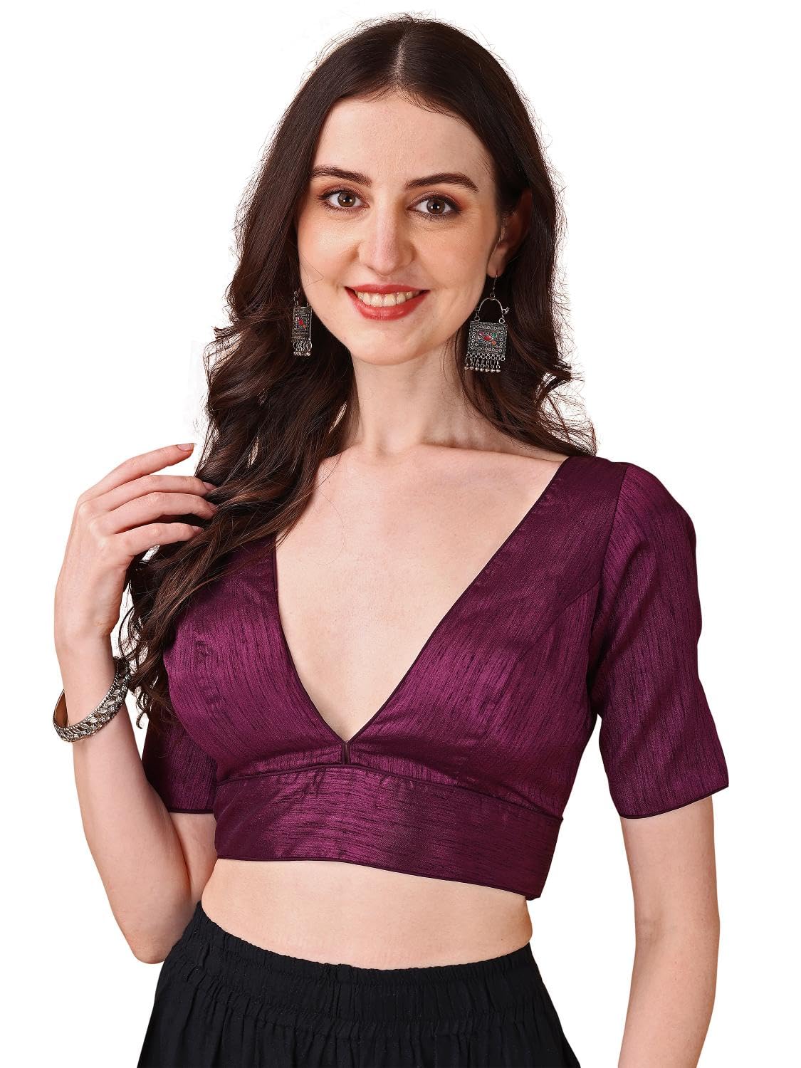 Womanista Silk Dupion Blouse for Women - Magenta