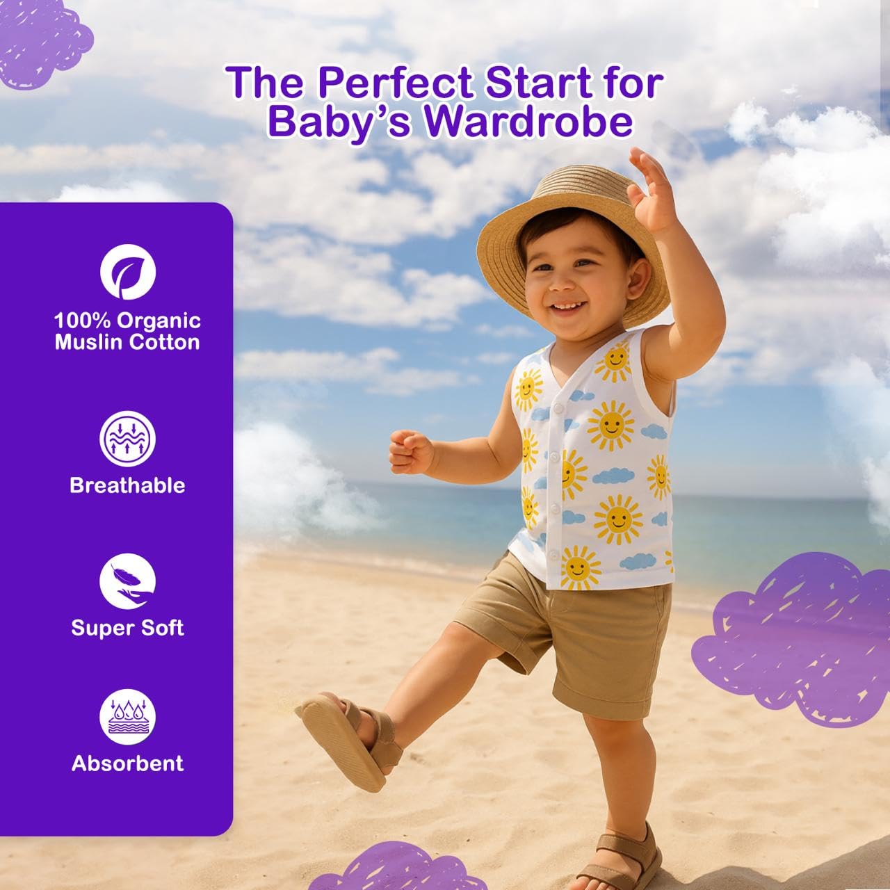 Kidbea Newborn Baby Jhabla - Organic Cotton Unisex - Image 2