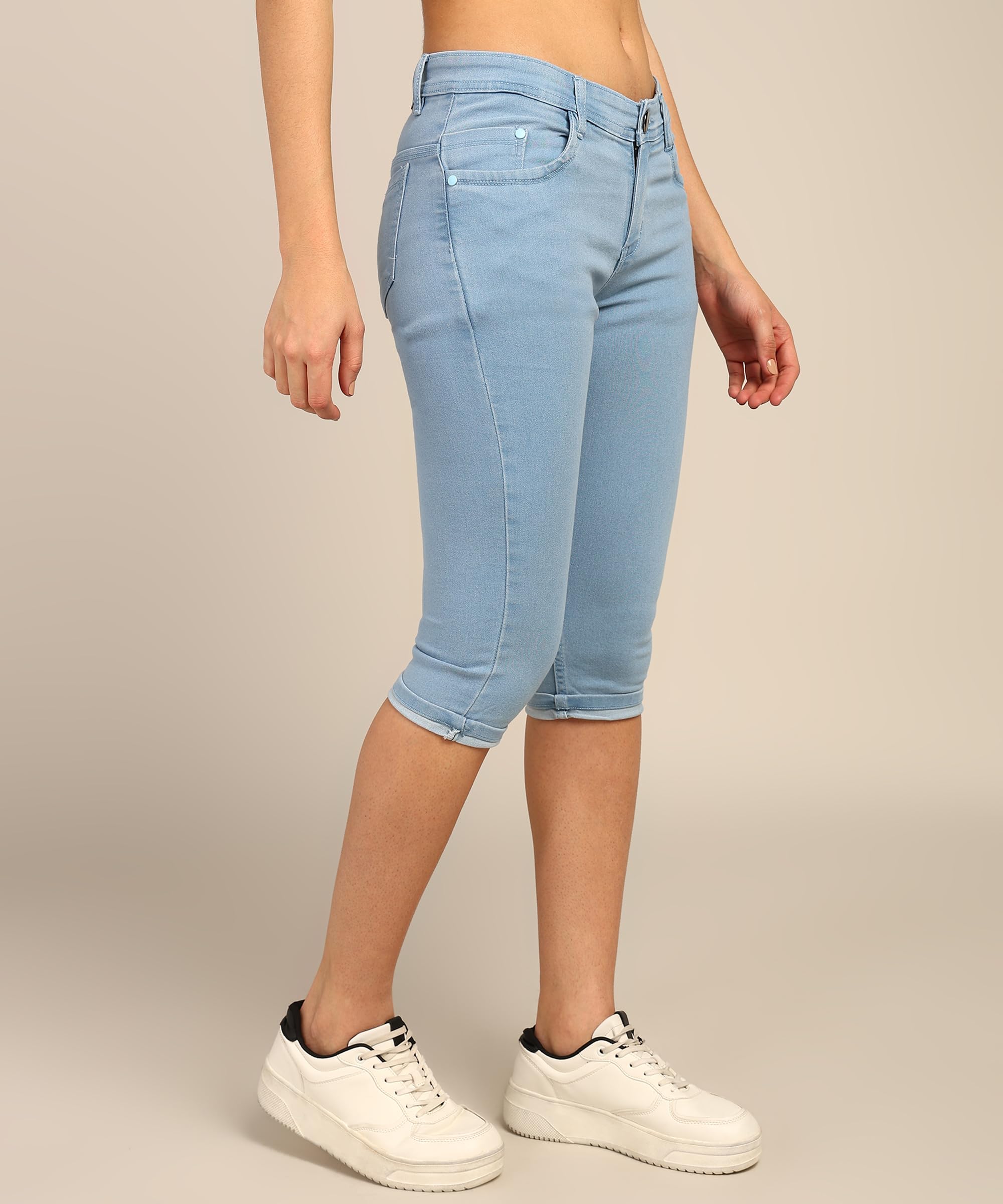 Nifty Women's Denim Capris - SkyBlue - Image 2
