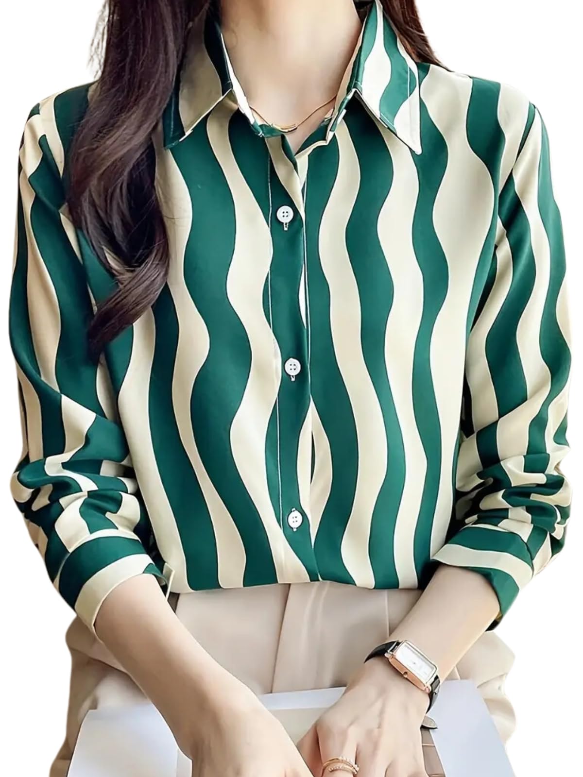 GRECIILOOKS Green Top for Women