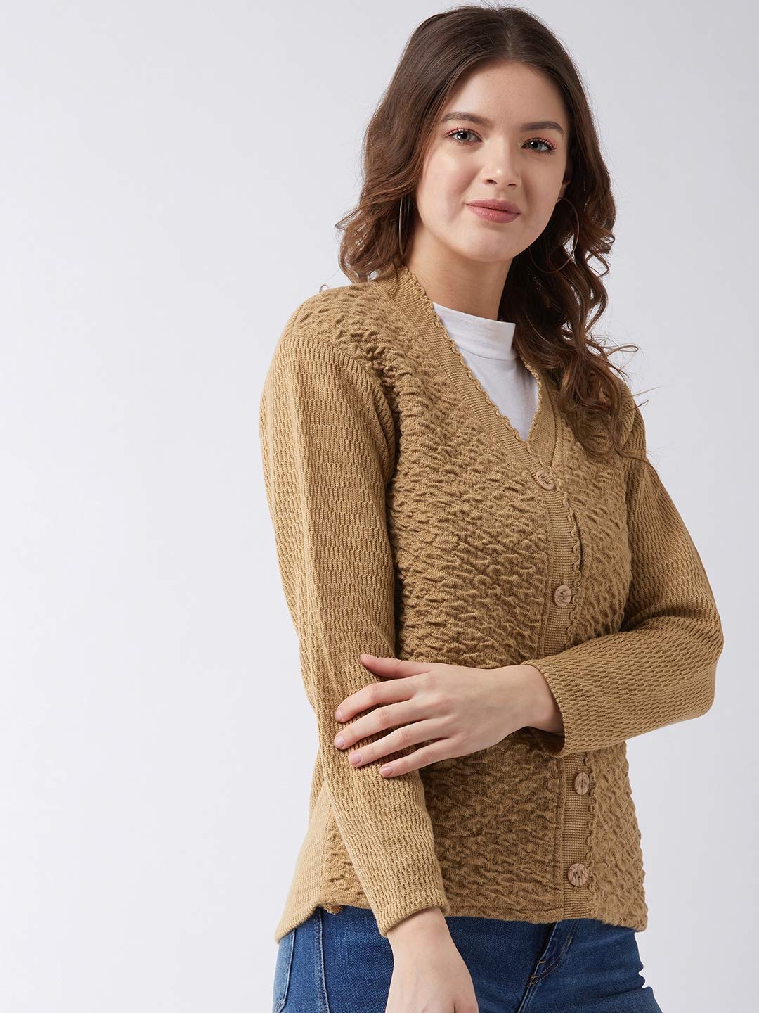 Pivl Women's Camel V-Neck Cardigan - Image 5