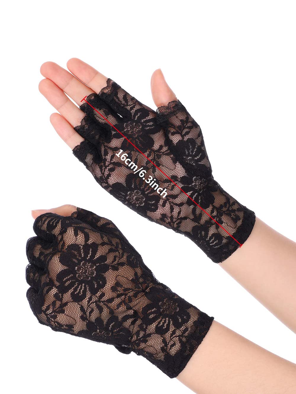 Anzailala Ladies Half Finger Lace Gloves - Floral Bridal - Image 5