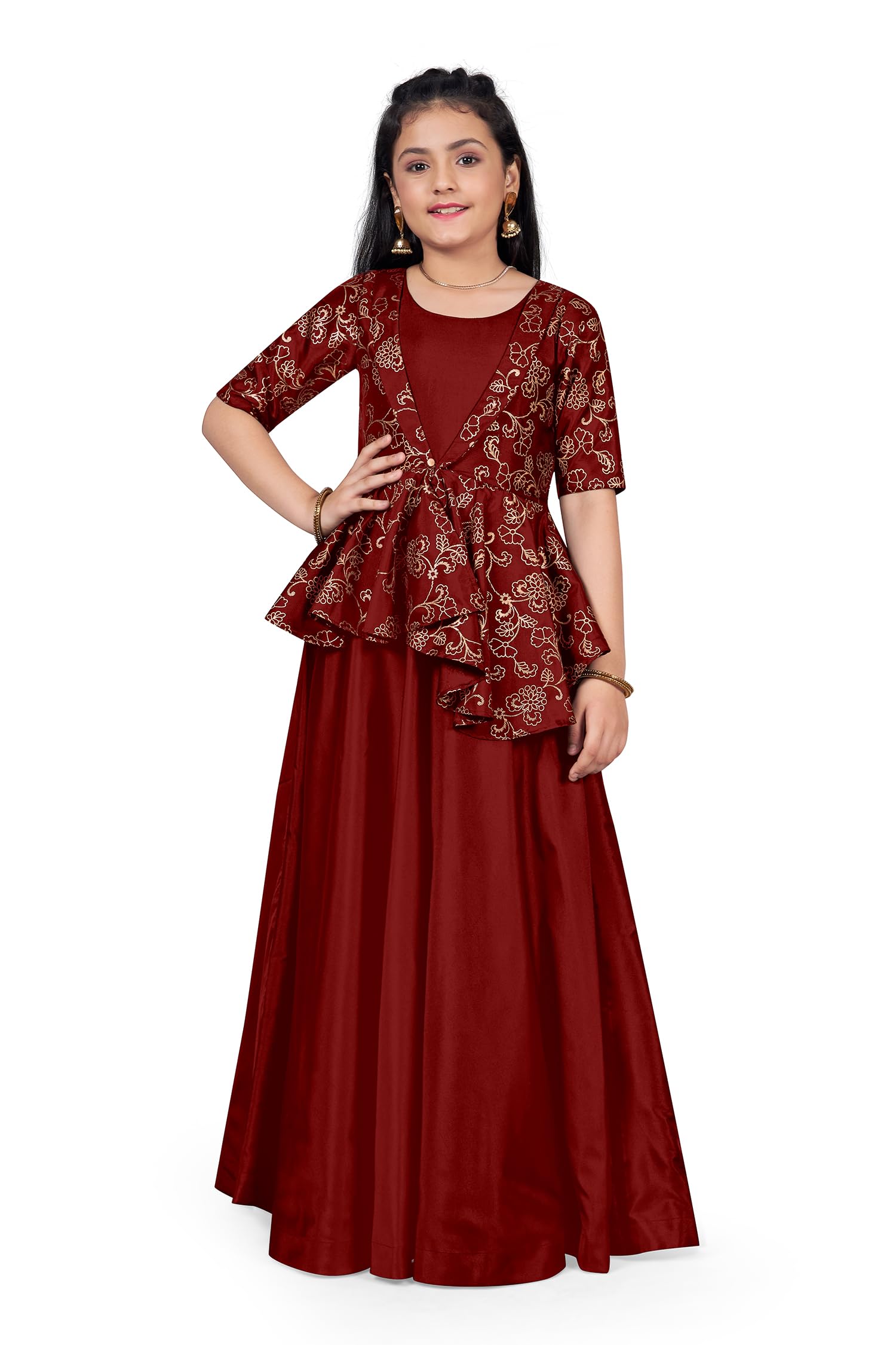 Jwalin Girls Cotton Blend Maxi Dress