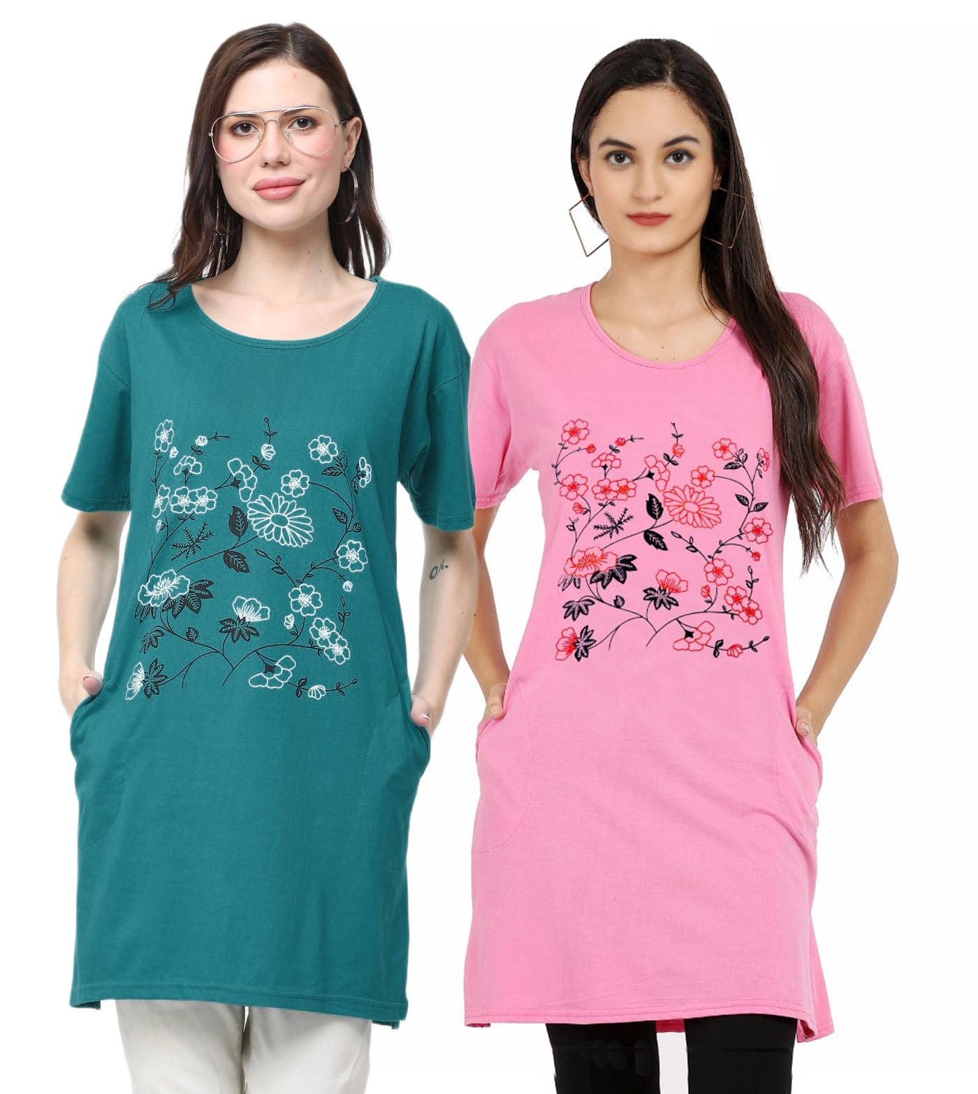 DDASPRATION Women Cotton Printed Long T-Shirt