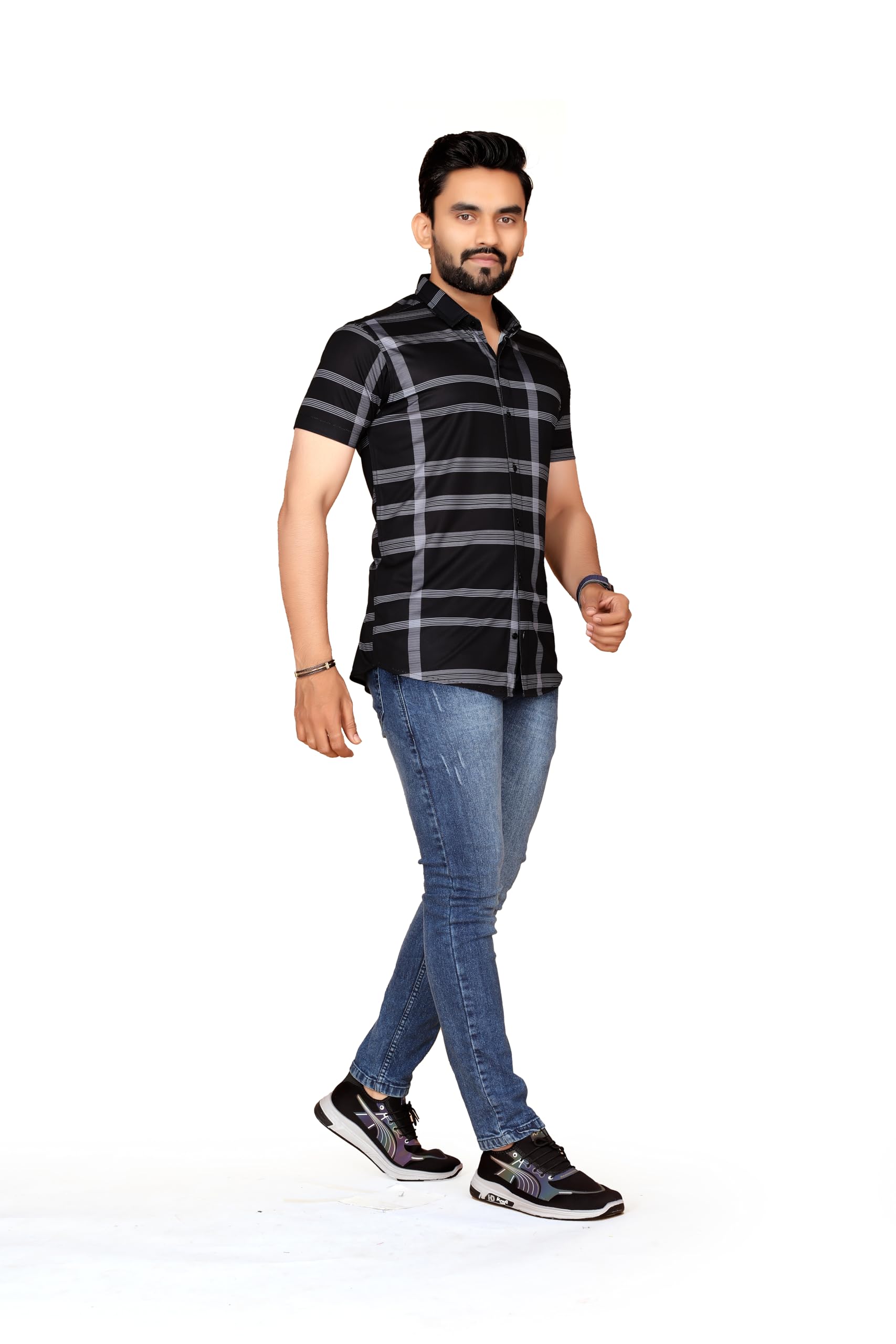 FABRIPPLE Men Printed Half Sleeve Shirt - Black - Image 5