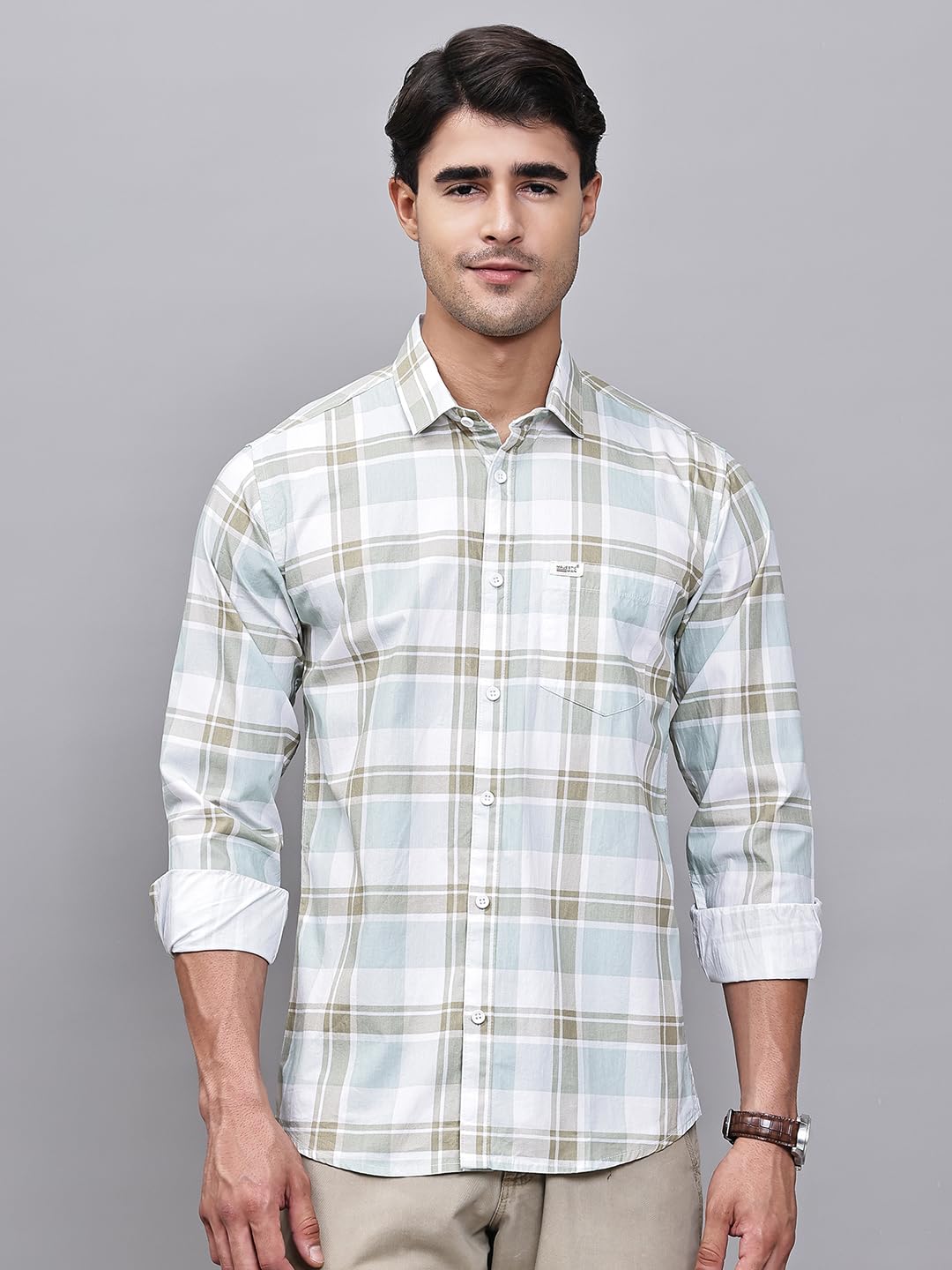 Majestic Man Green Oak Checked Cotton Shirt for Men - Image 2