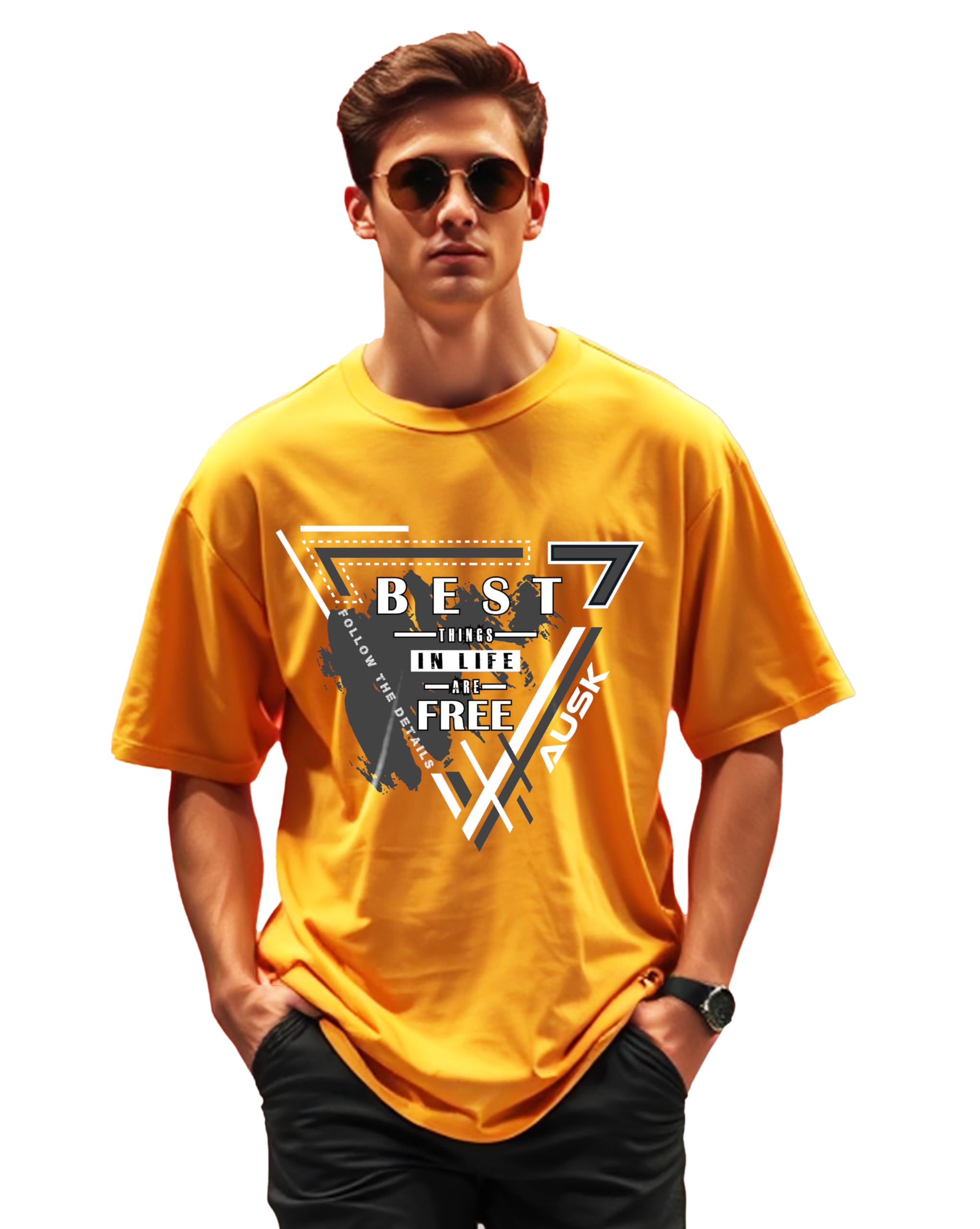 AUSK T-Shirt for Men - Mustard
