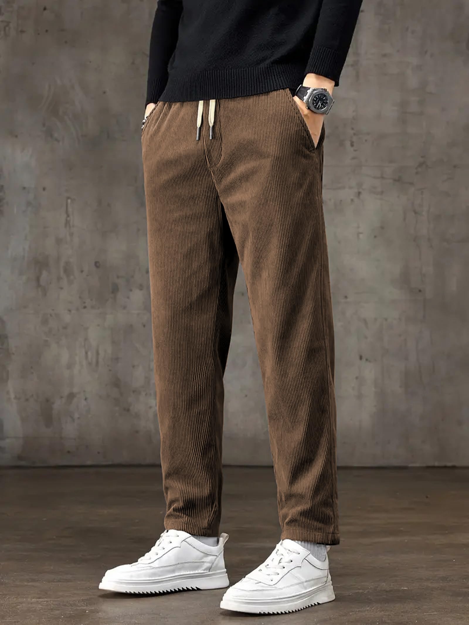 Samfor Men's Corduroy Pants - Coffee - Image 5