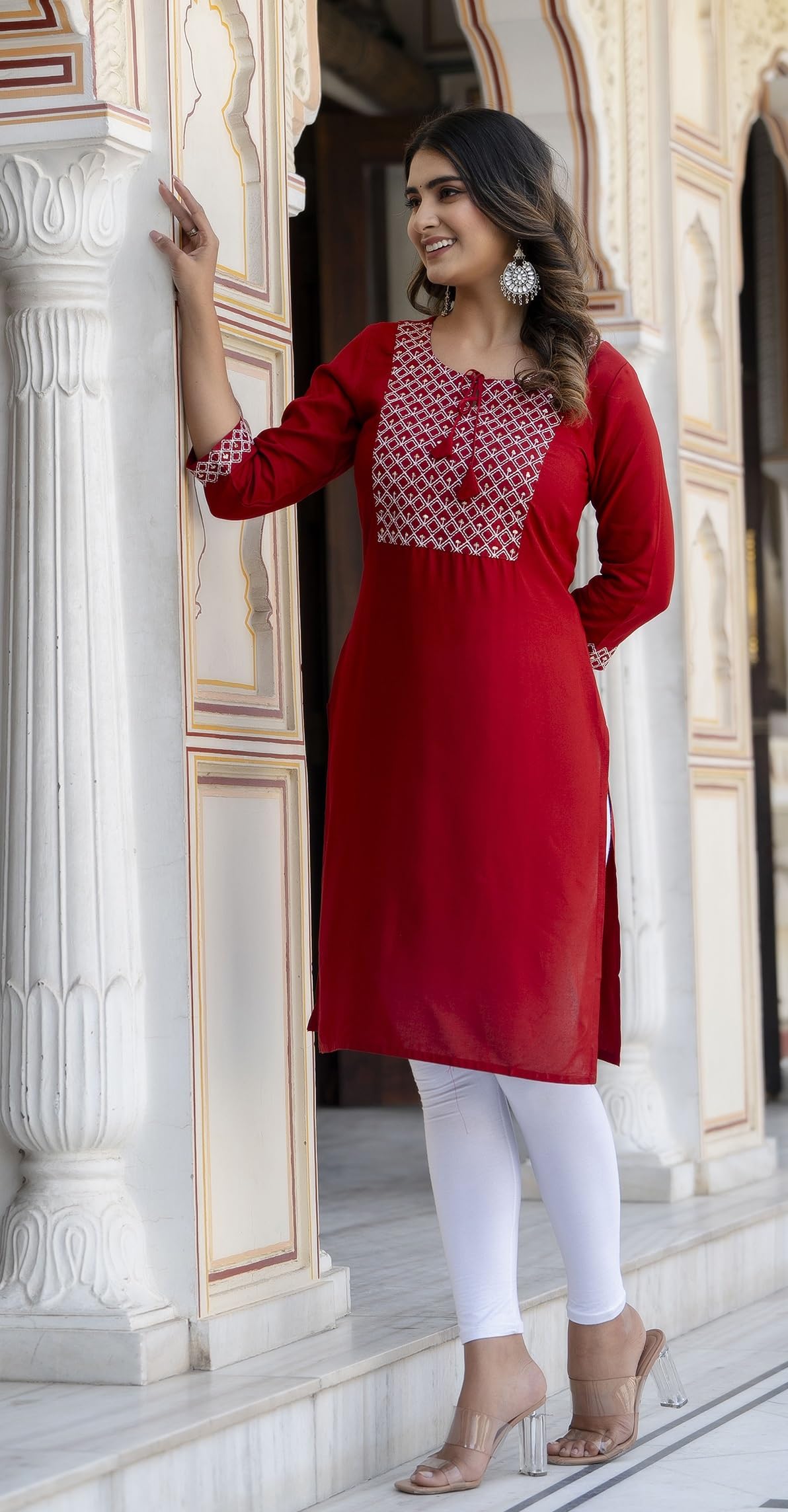 MF Hayat Women Rayon Sequenced Embroidered Kurti - Image 5