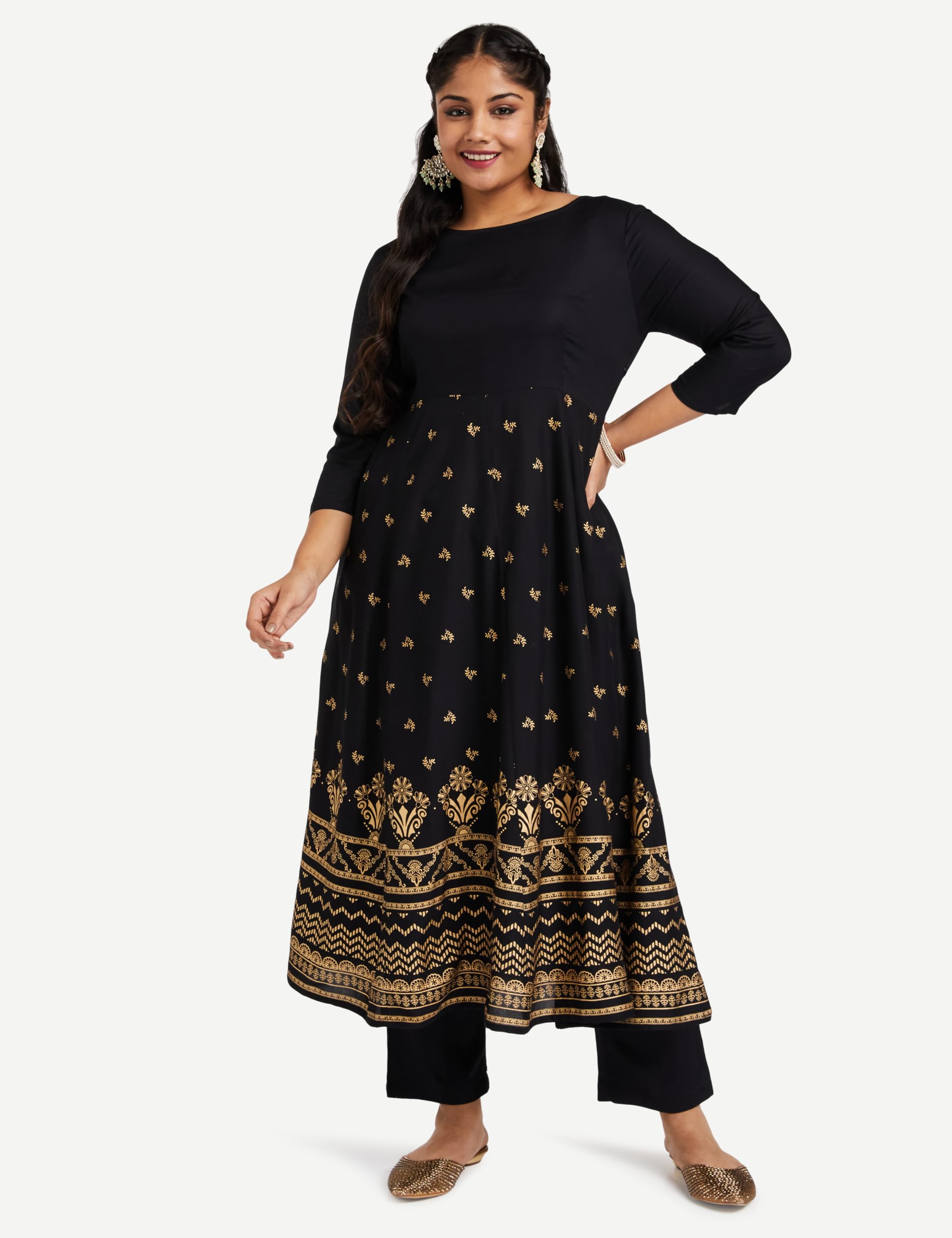 Tavasya Women's Rayon Kurta Set - Floral Black - Image 5