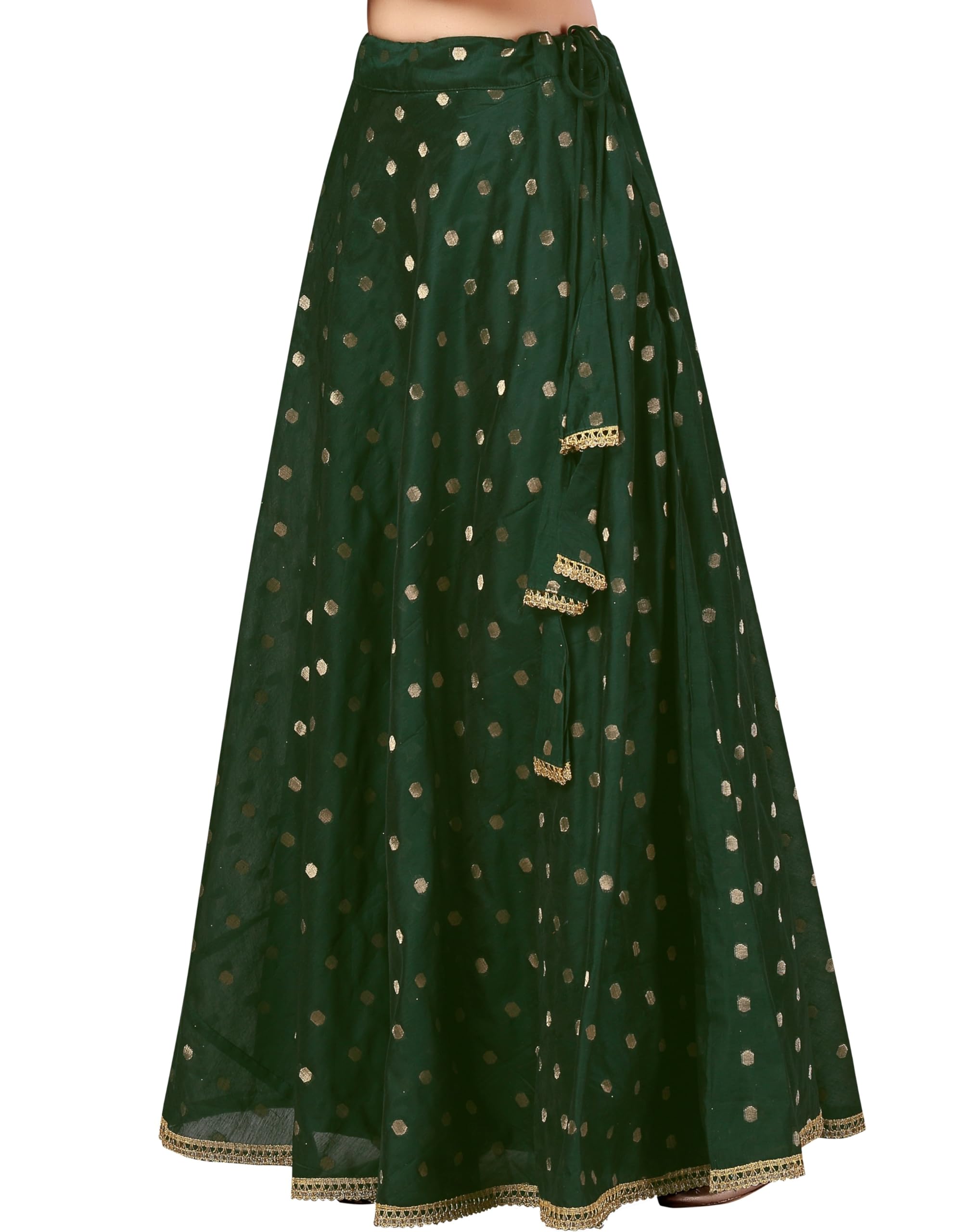 Studio Shringaar Women Chanderi Silk Lahenga - Bottle Green - Image 4