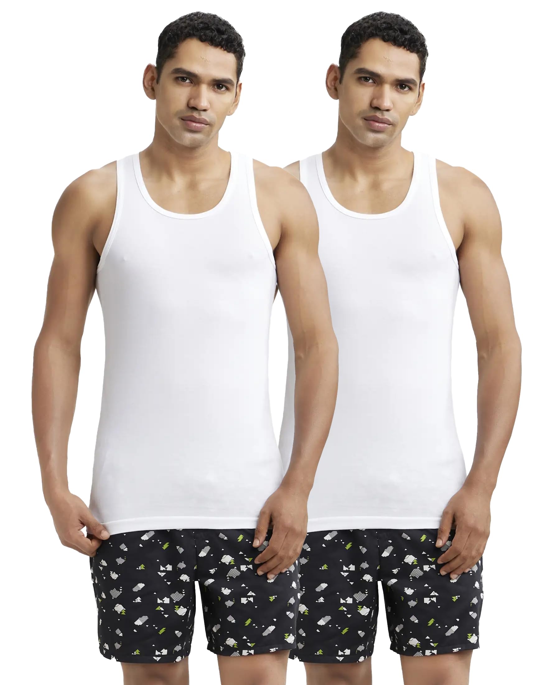 Jockey Men's Cotton Sleeveless Vest - White