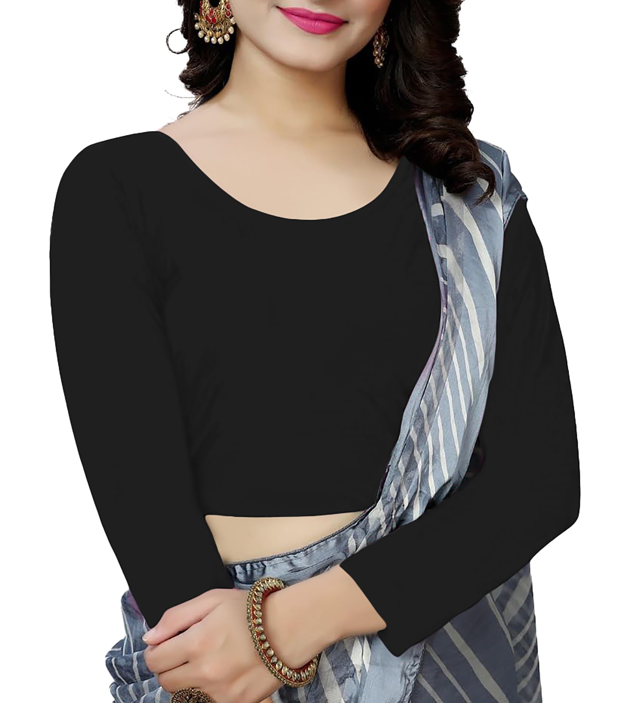 Basic Women Black Scoop Neck Crop Top - Image 3