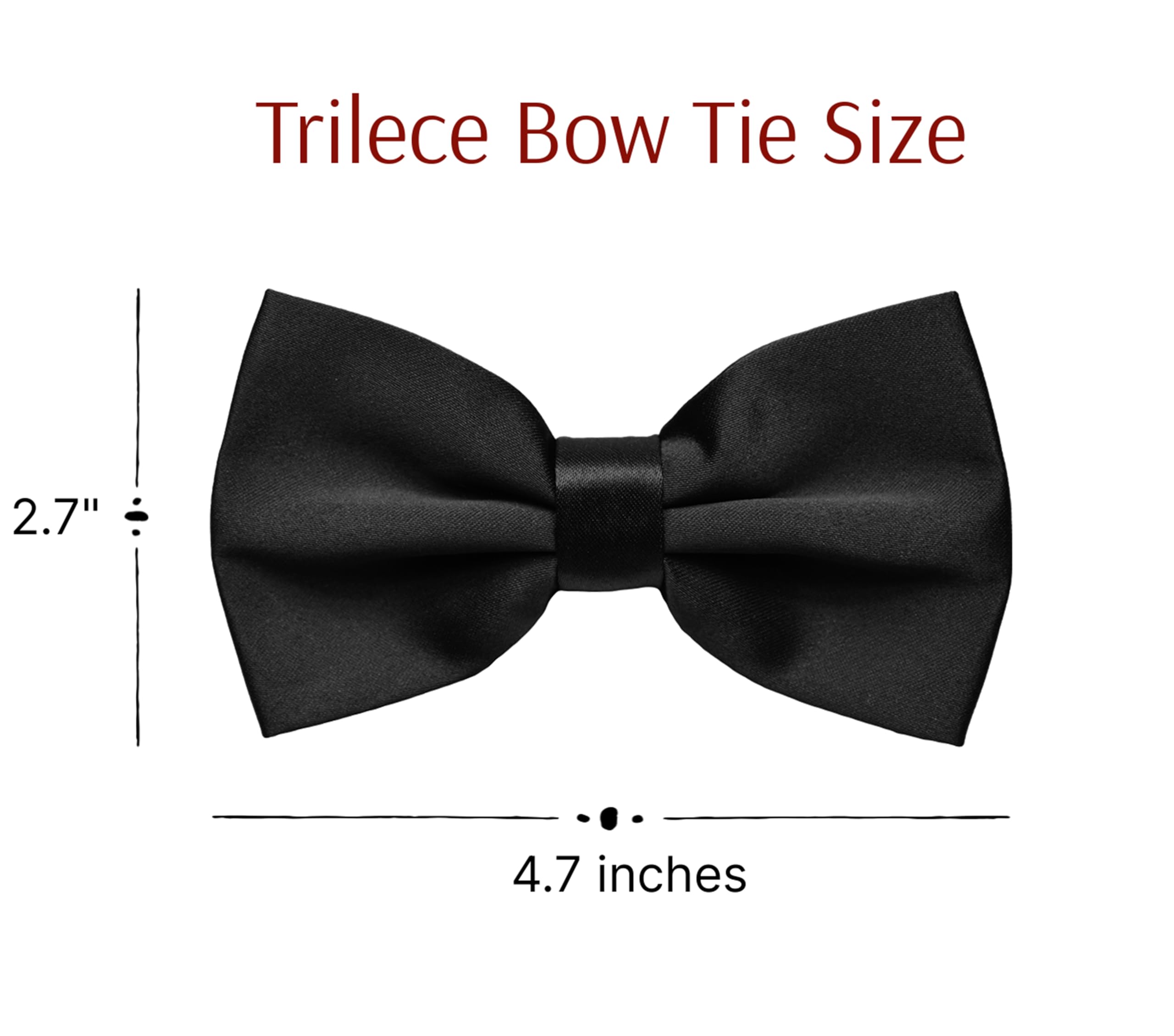 trilece Bow Ties for Men - Solid Pretied - Image 3