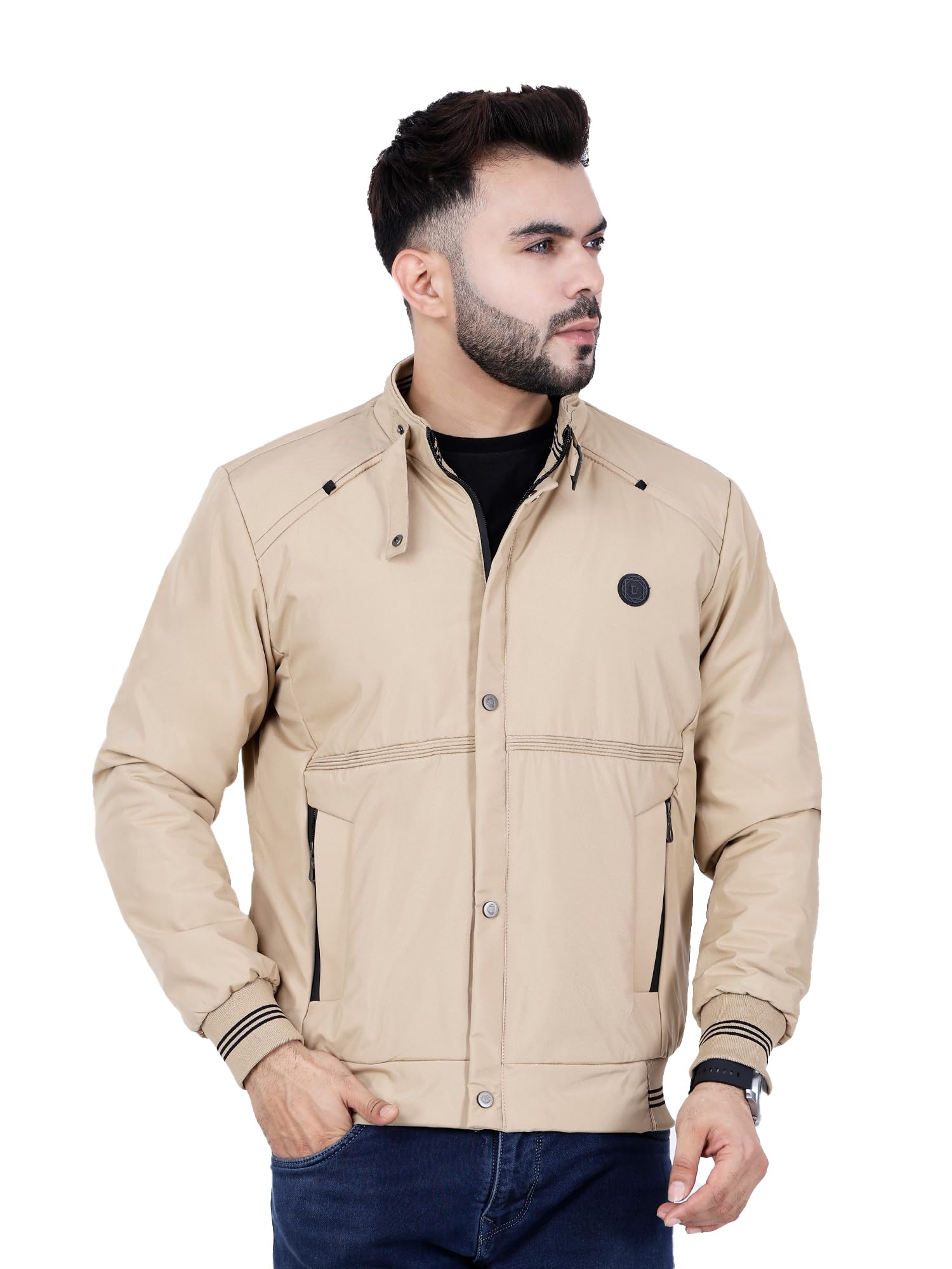 Dollar Men's Beige Bomber Jacket