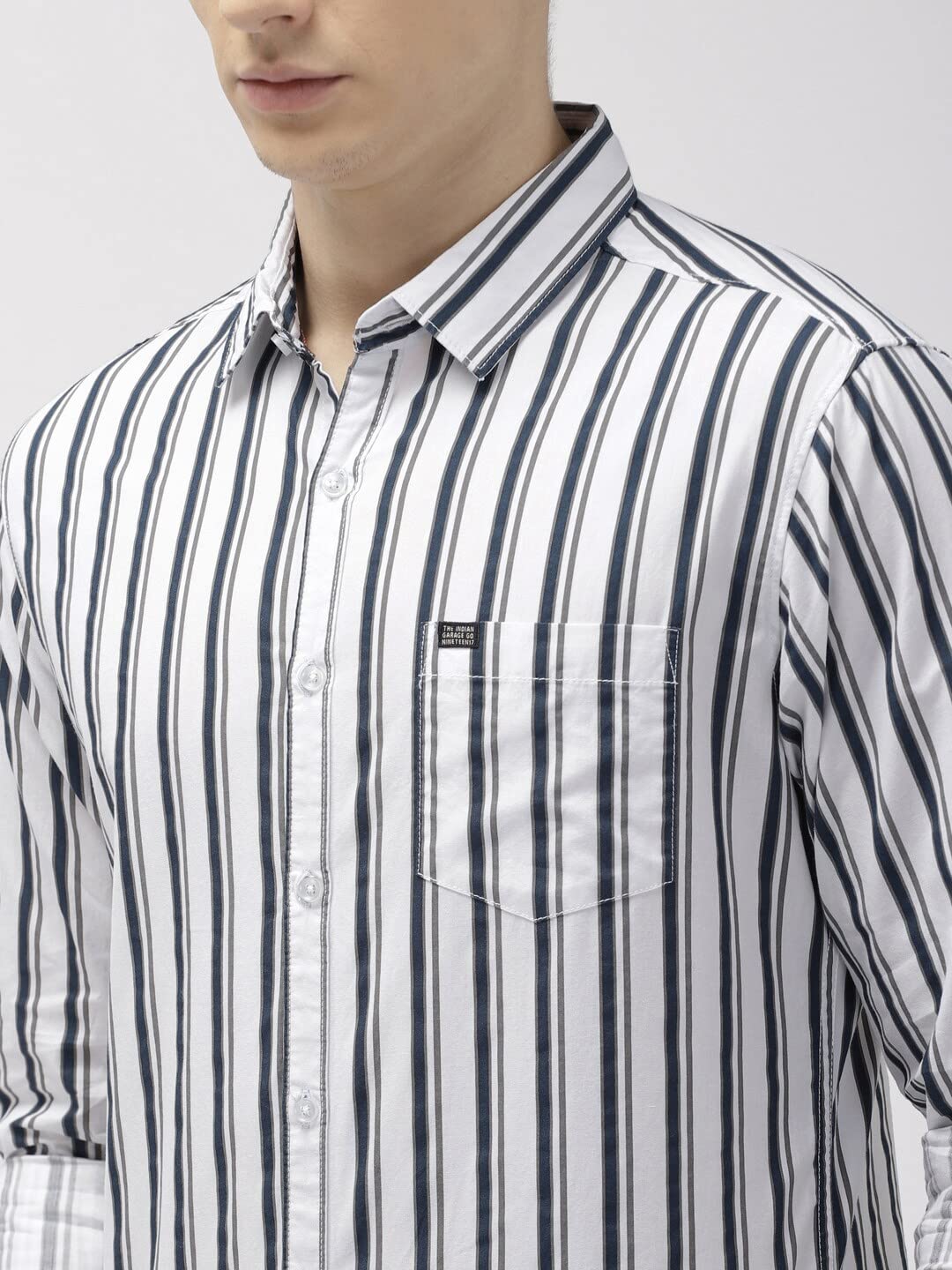 The Indian Garage Co Men's Striped Shirt - White - Image 2
