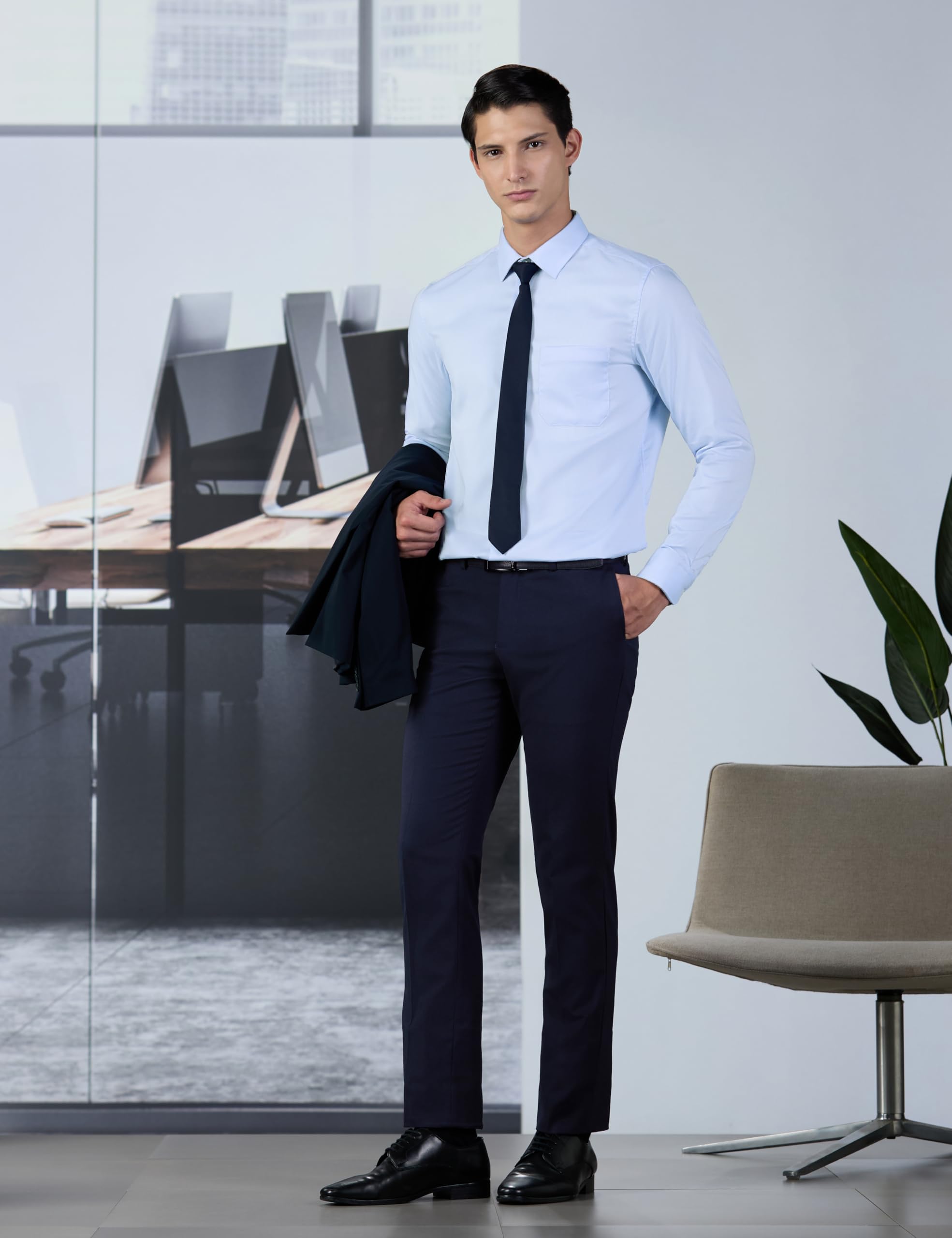 Louis Philippe Men Slim Fit Shirt - Light Blue - Image 2