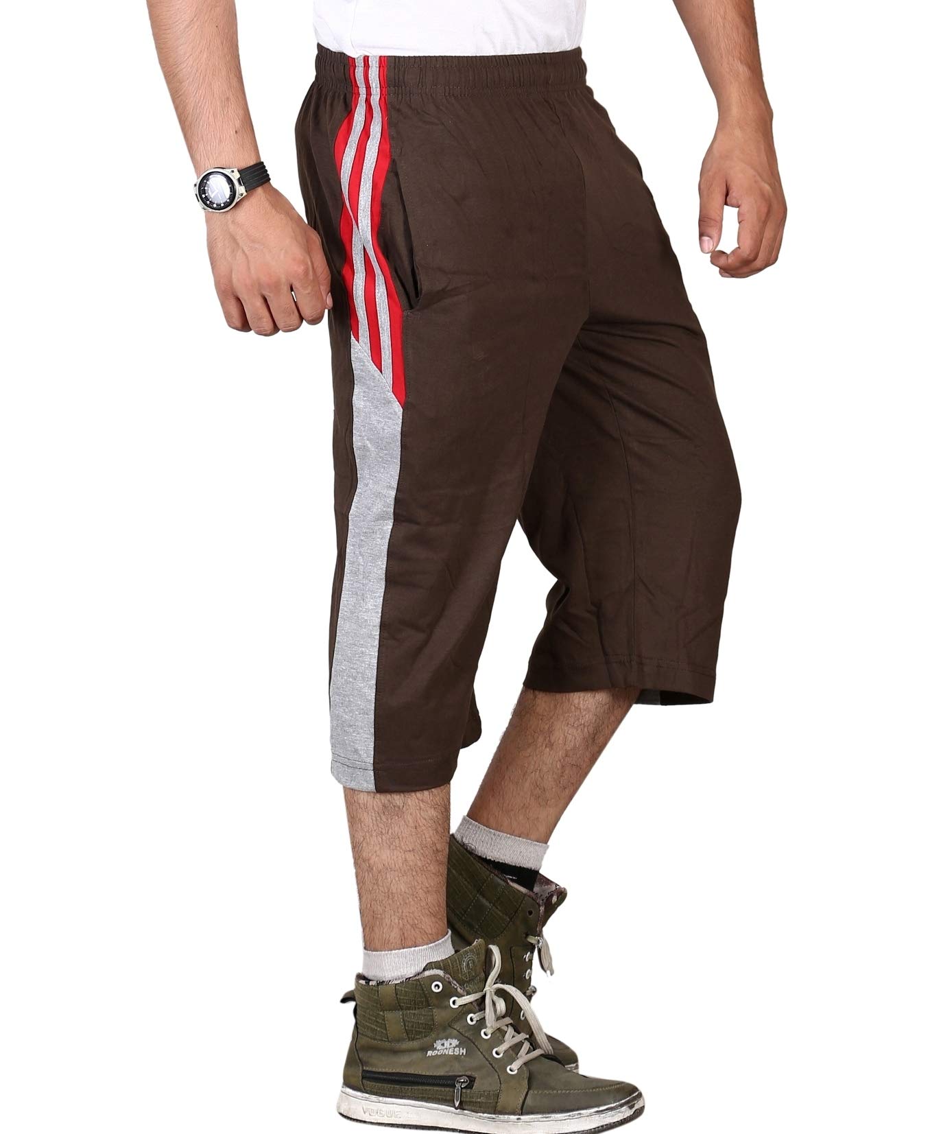 VEGO Men's Olive Cotton Capris - Image 3