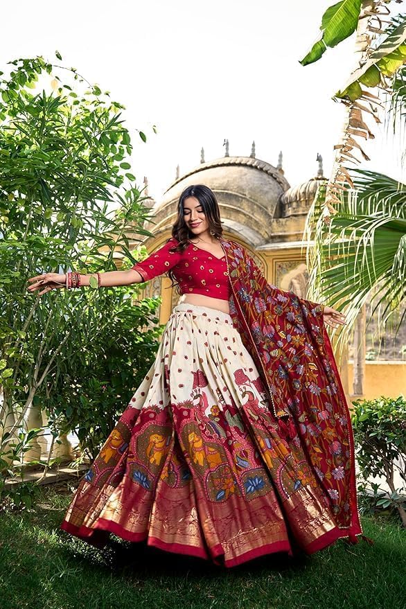 Tussar Silk Patola Print Lehenga Choli - Image 5