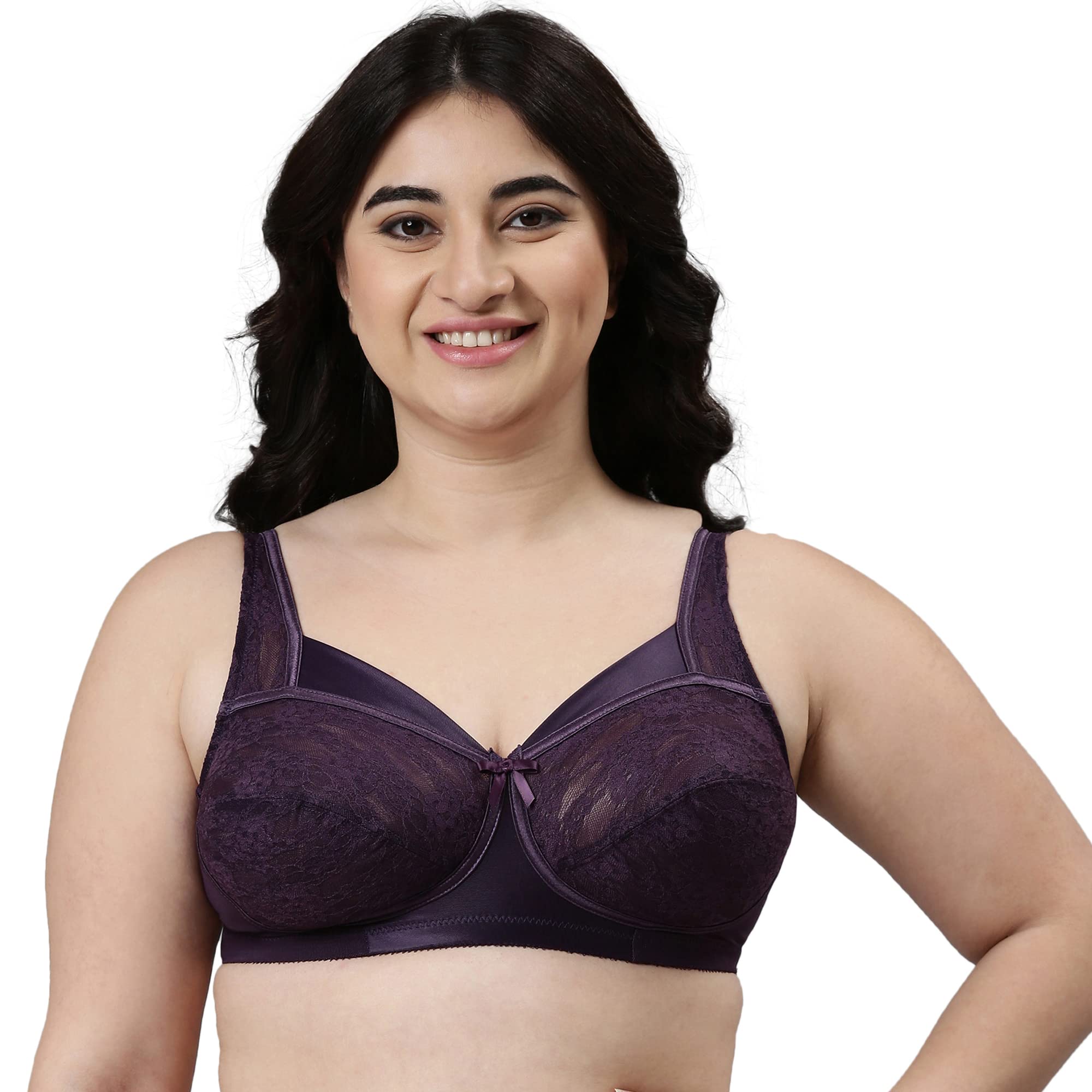 Enamor Women's Nylon Full Support Bra - Lace