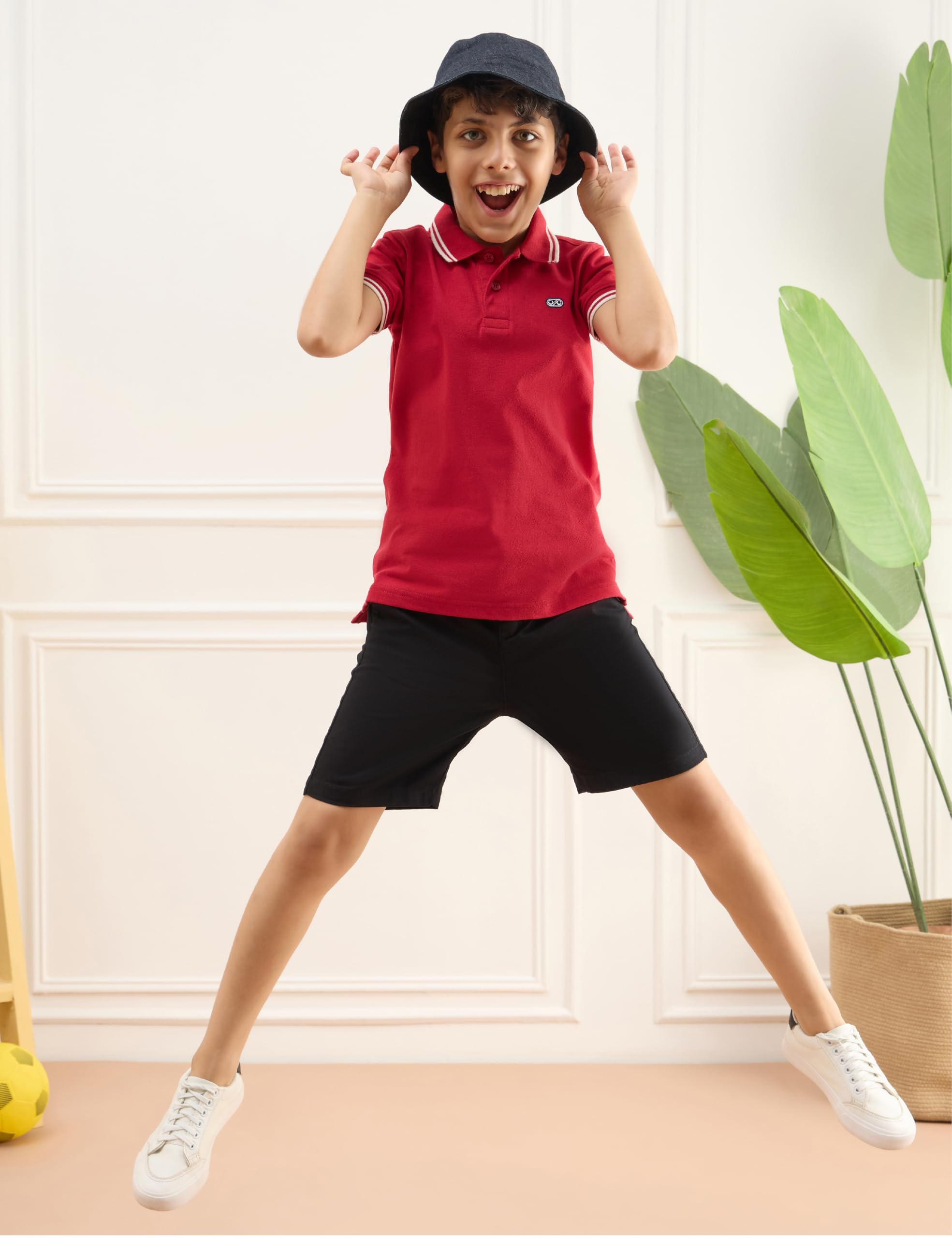 Symbol Kids Solid Polo T-Shirts for Boys - Sky Blue & Red - Image 3