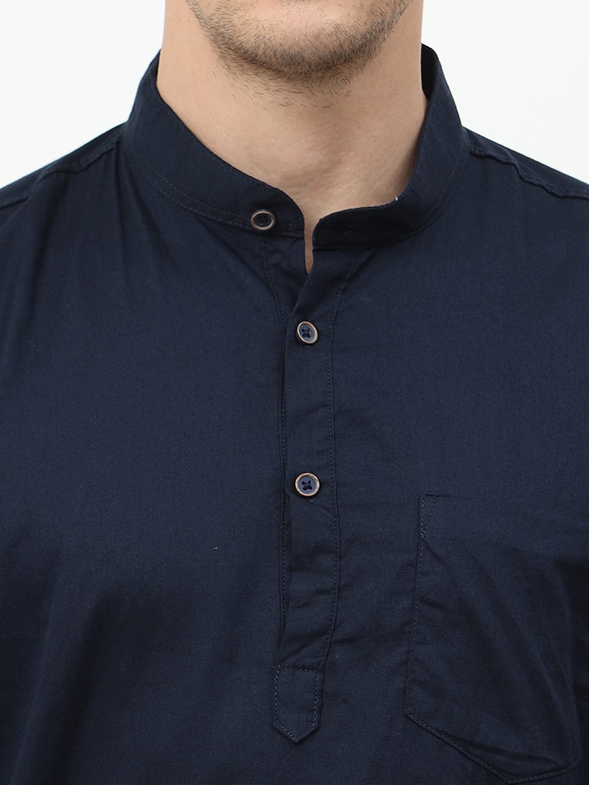 Miraan Navy Blue Cotton Kurta for Men - Image 4