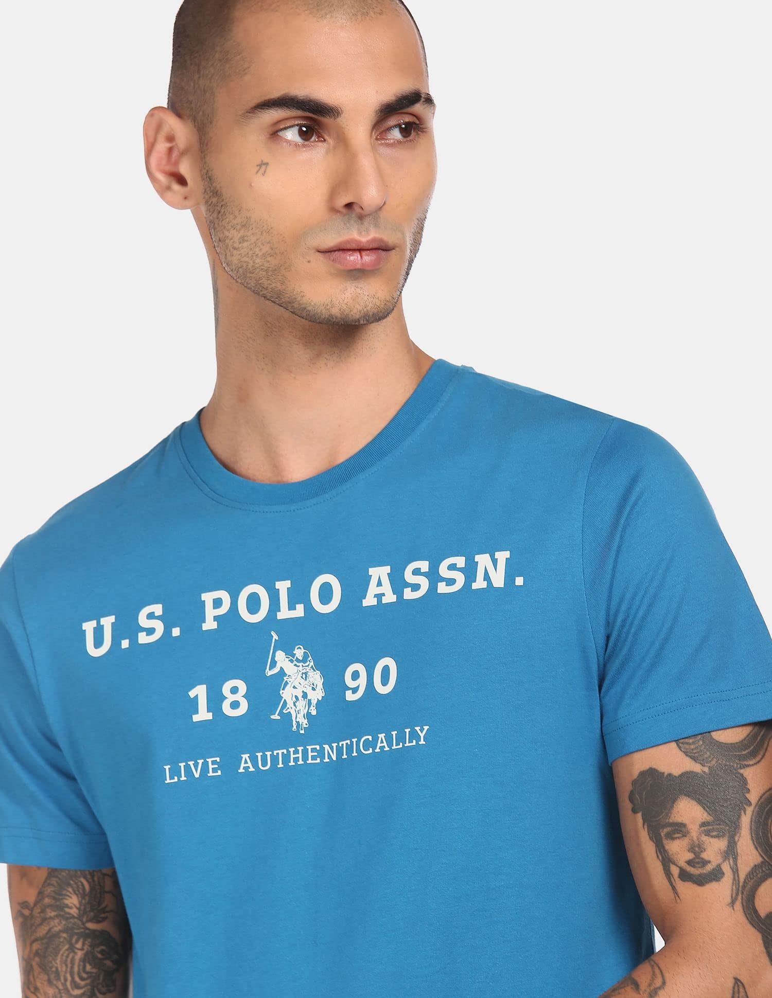 U.S. Polo Assn Men's T-Shirt - Blue Printed - Image 5
