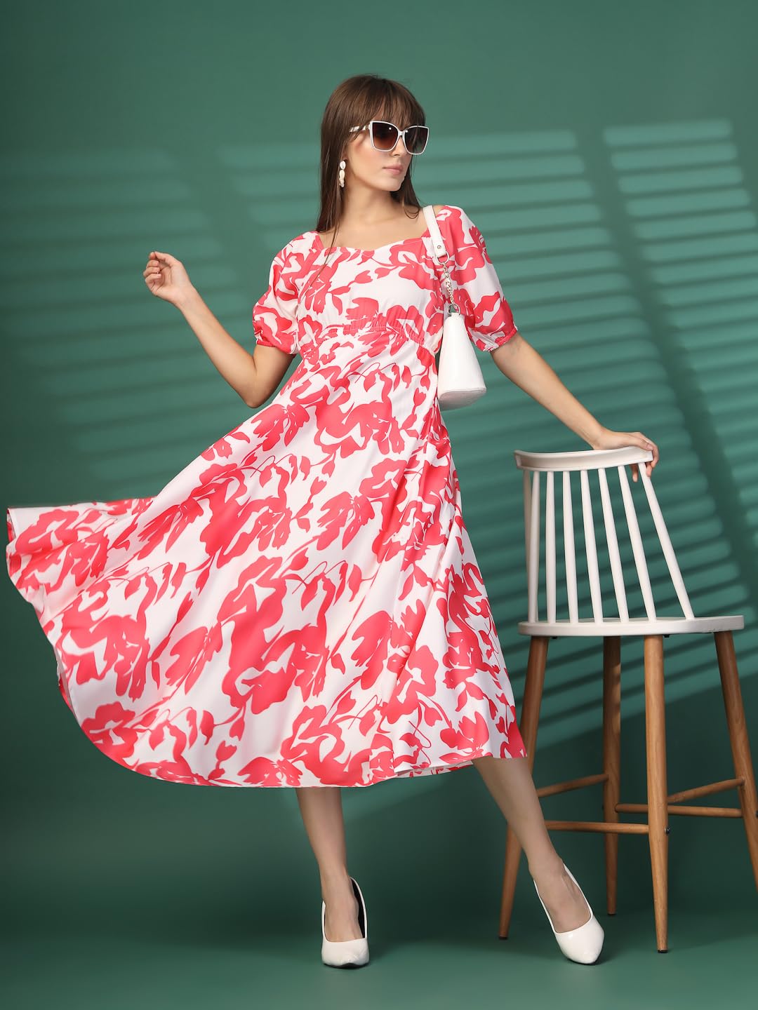 GarbGlide Flared Dress for Women - Floral - Image 2