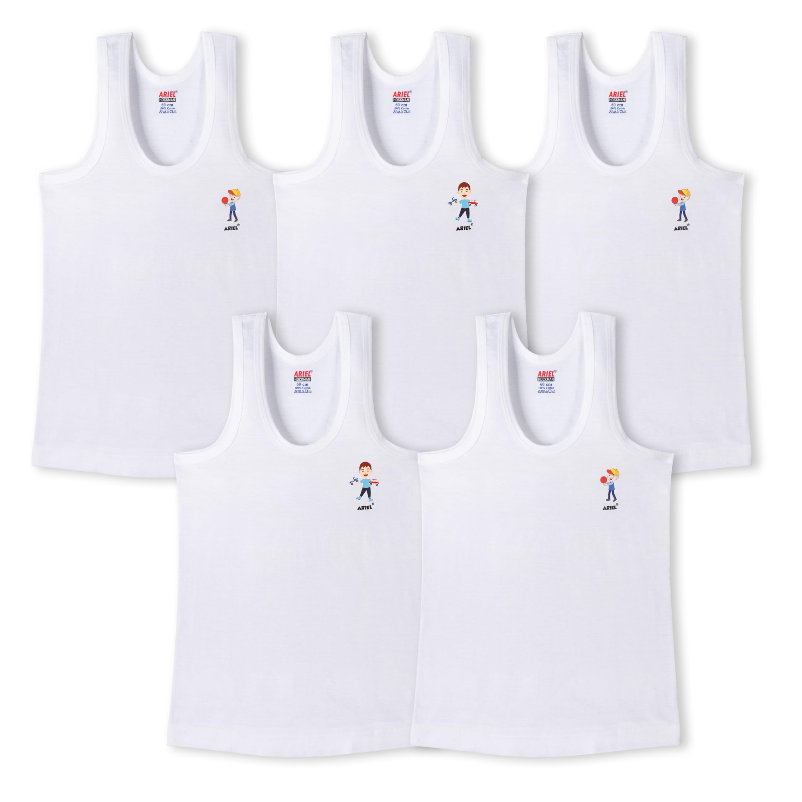 ARIEL Boys Cotton Skinny Fit Vest - White
