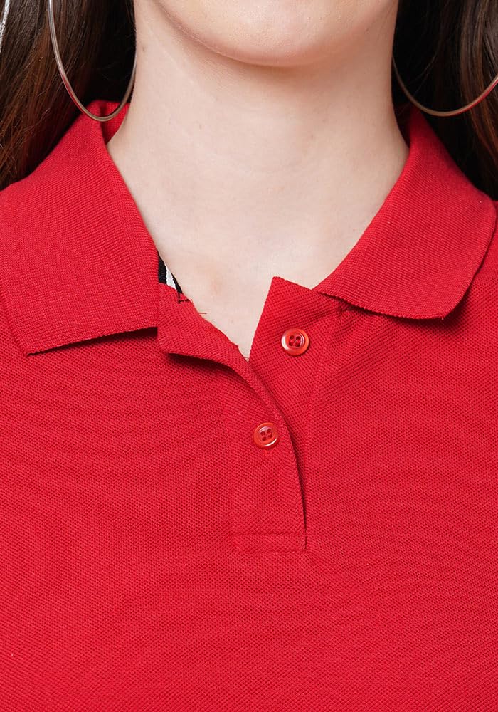 Authentic Wear Womens Polo Collar T-Shirt - Red - Image 5