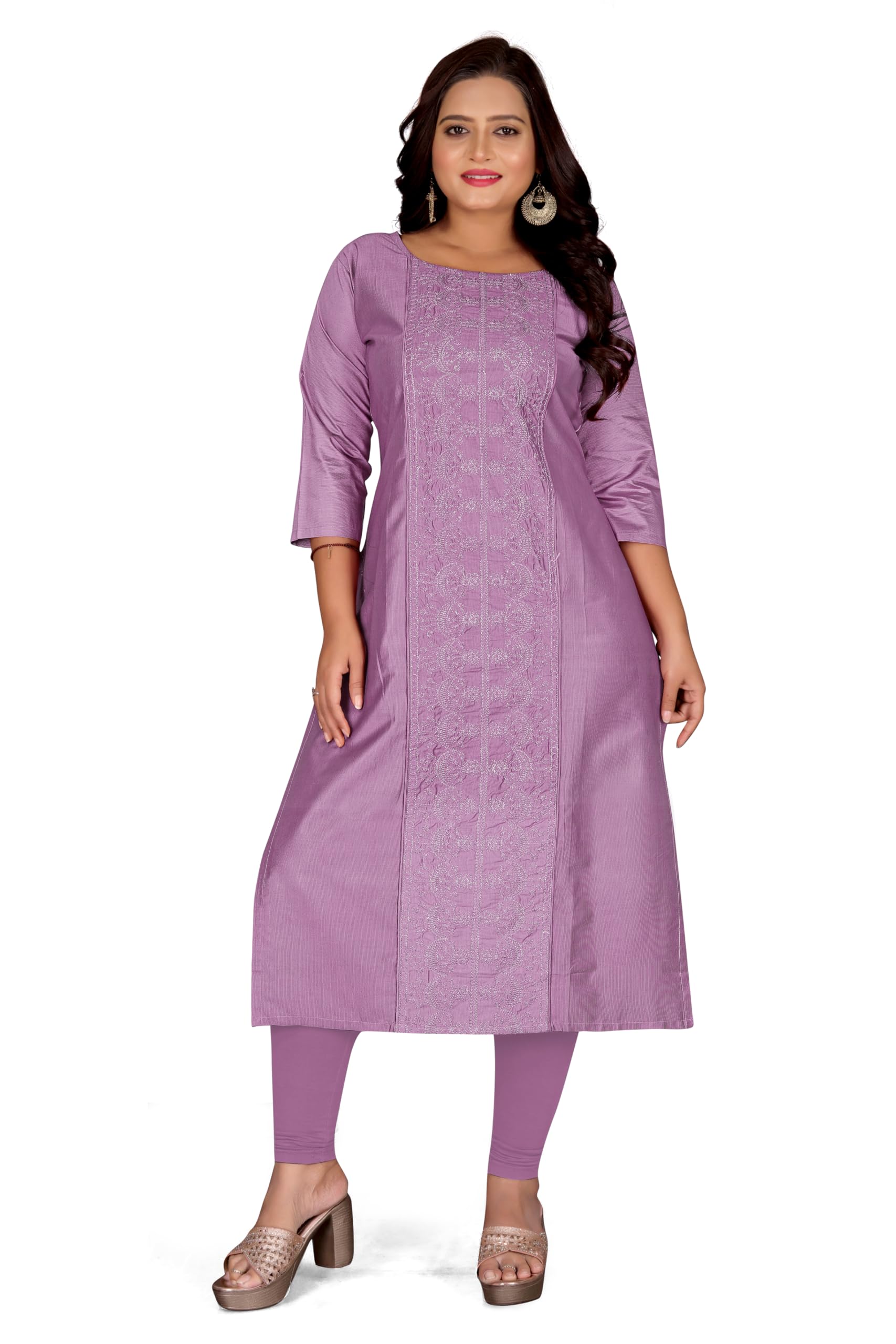 GarbGlide Women's Chanderi Cotton Kurti - Purple
