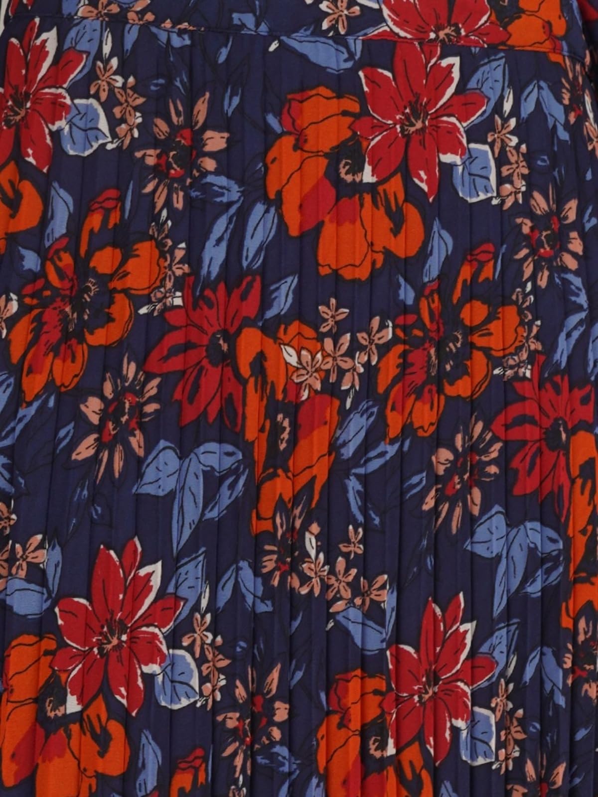 NUEVOSDAMAS Navy Floral Georgette Midi Skirt - Image 3