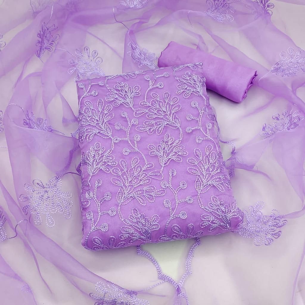 StyleScope Purple Organza Embroidered Salwar Suit for Women - Image 4