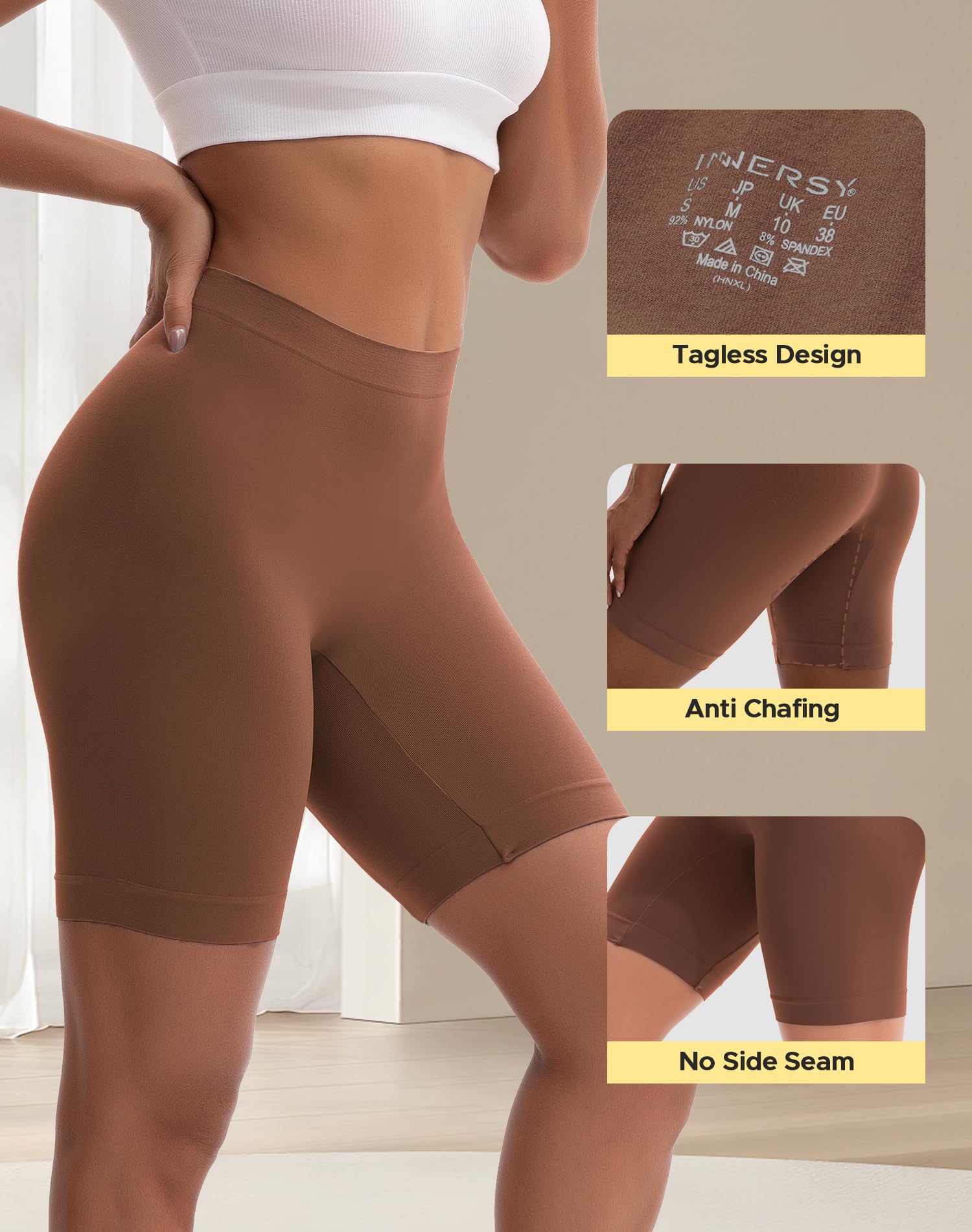 INNERSY Women's Slip Shorts - High Waisted Black - Image 2